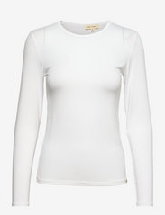 Esme Studios - ESPenelope LS O-neck Slim T-shirt - topi ar garām piedurknēm - white - 0
