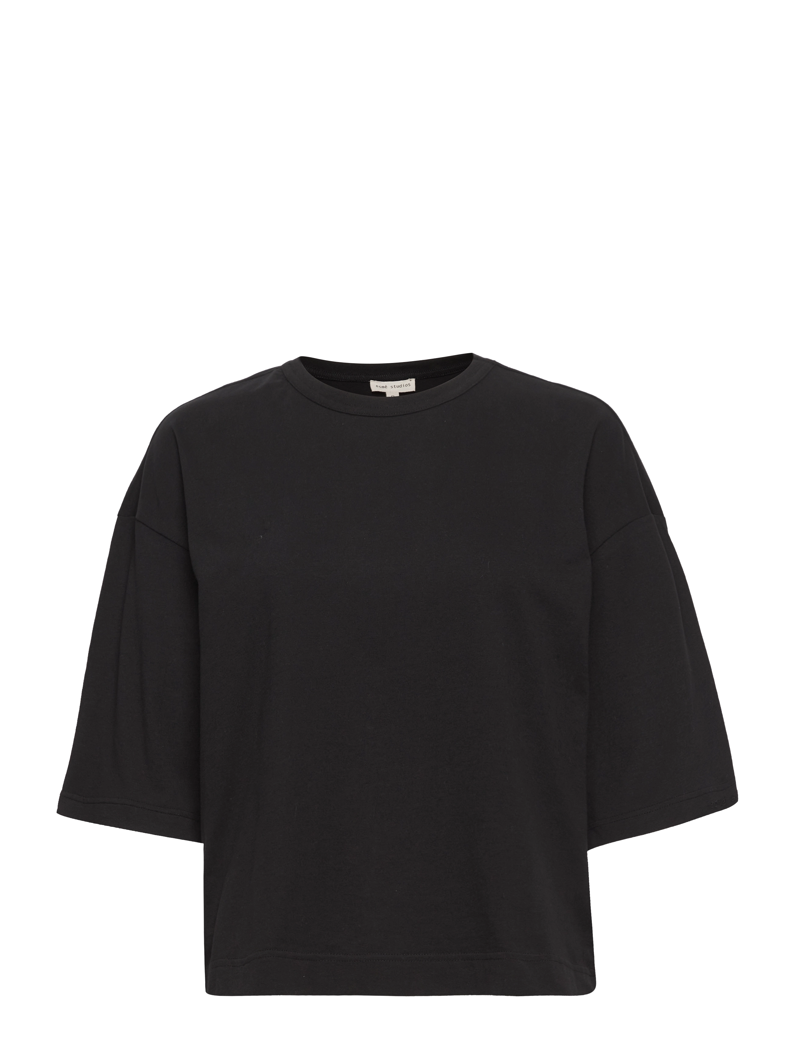 Esme Studios ESSigne 2/4 Boxy T-shirt GOTS - Kläder - BLACK / black