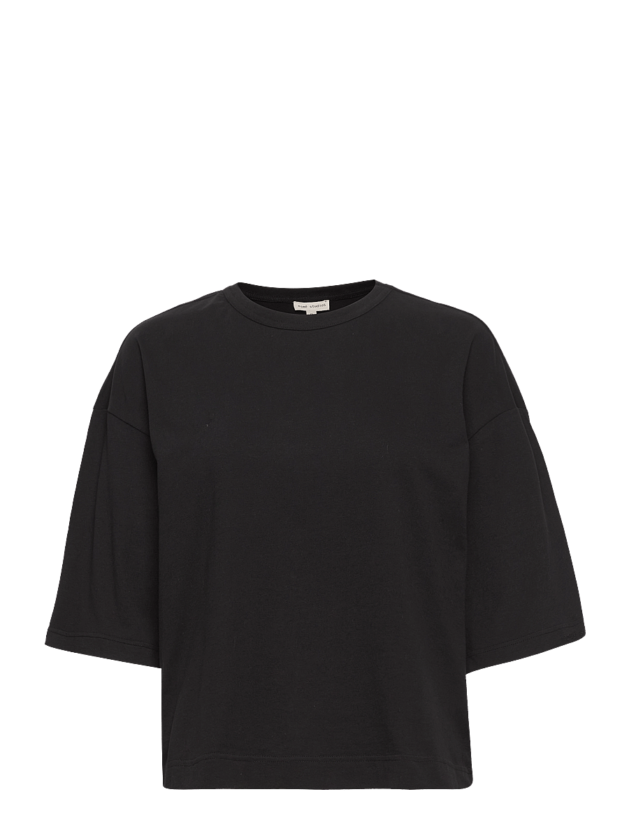 Esme Studios - ESSigne 2/4 Boxy T-shirt GOTS - t-shirts - black - 0