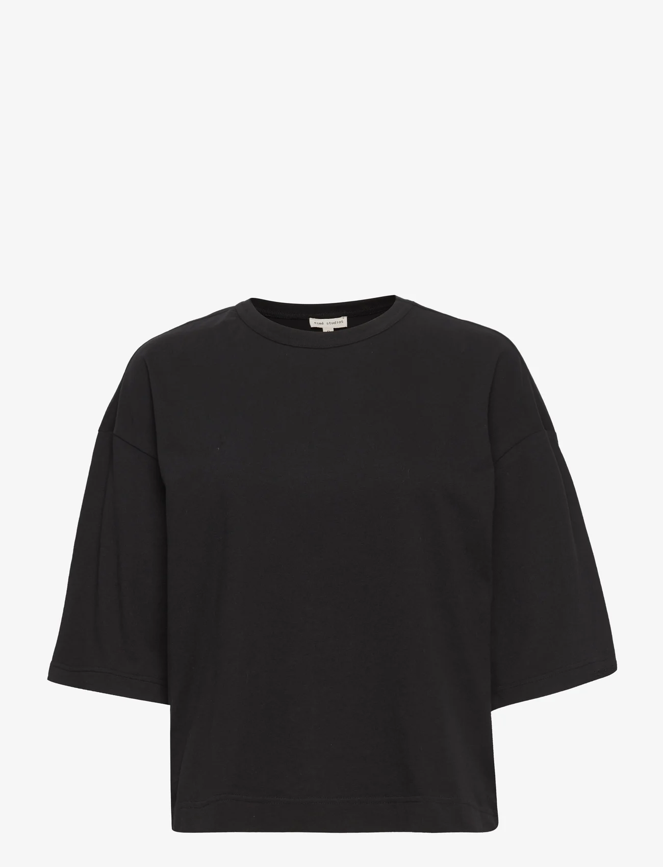 Esme Studios - ESSigne 2/4 Boxy T-shirt - GOTS - t-shirt & tops - black - 0