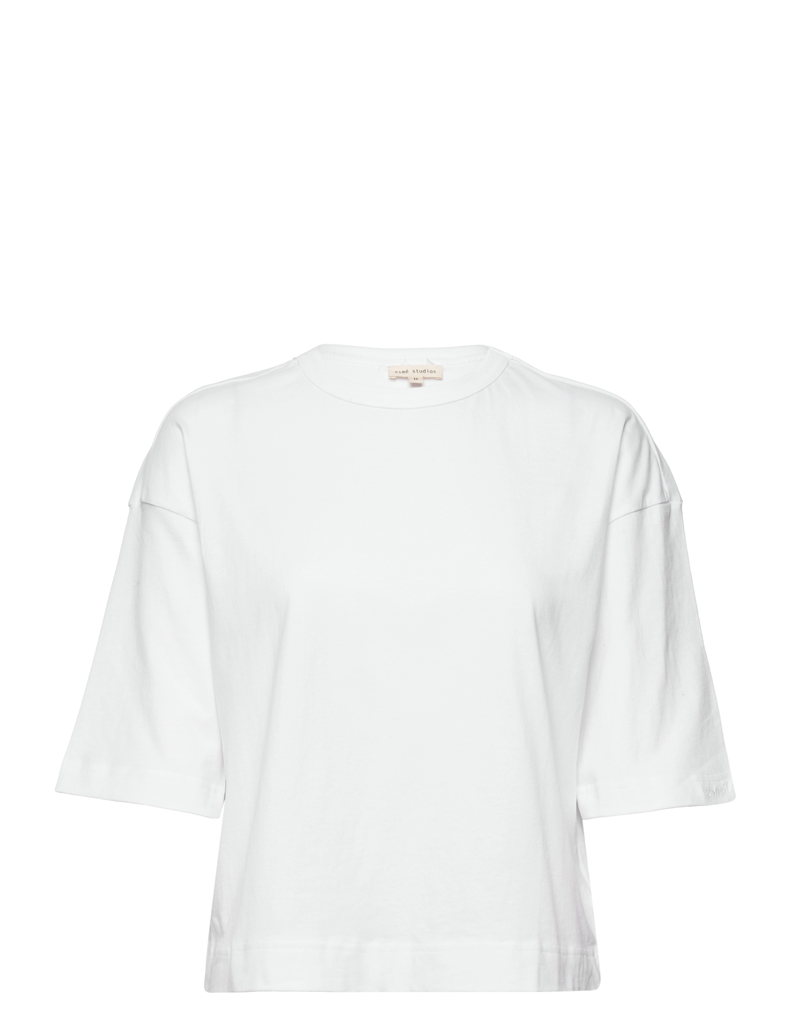 Esme Studios ESSigne 2/4 Boxy T-shirt GOTS - Kläder - WHITE / white