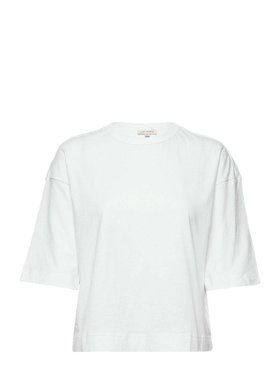 Esme Studios - ESSigne 2/4 Boxy T-shirt GOTS - t-shirts - white - 0