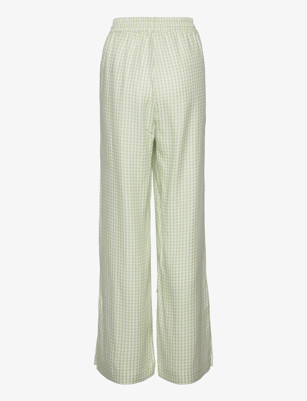 Esme Studios - ESDella Loose Pants - wide leg trousers - laurel green check - 1