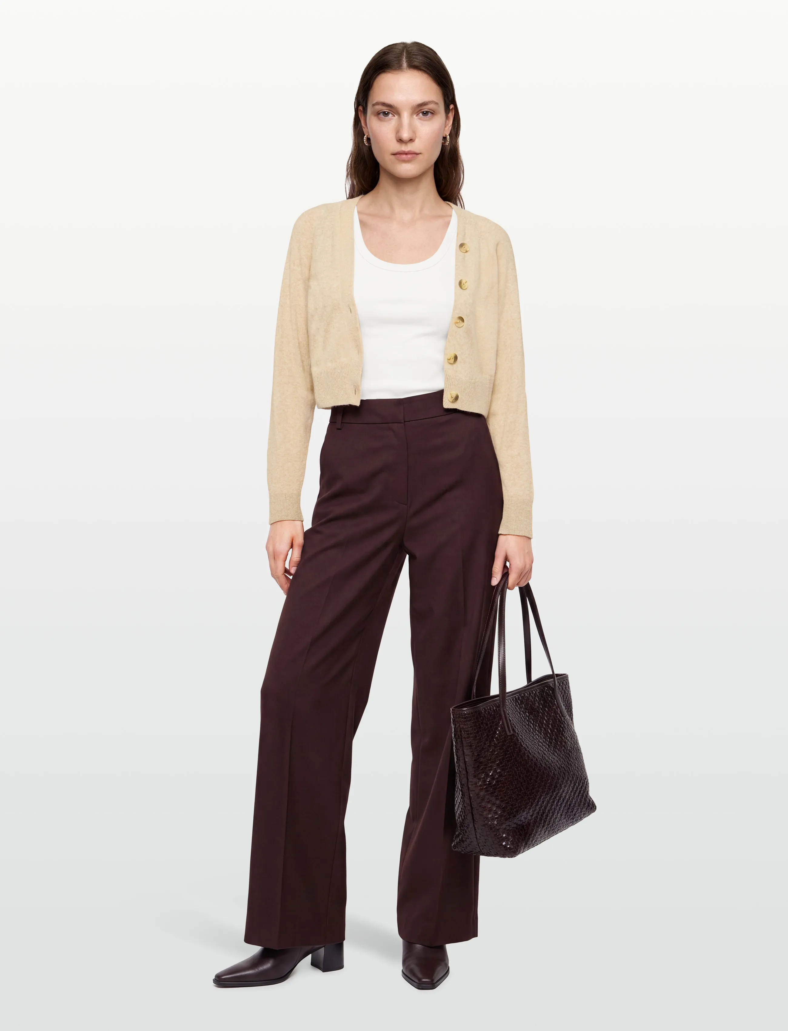 Esme Studios - ESRim Knit Cardigan - crop tops - sand - 0