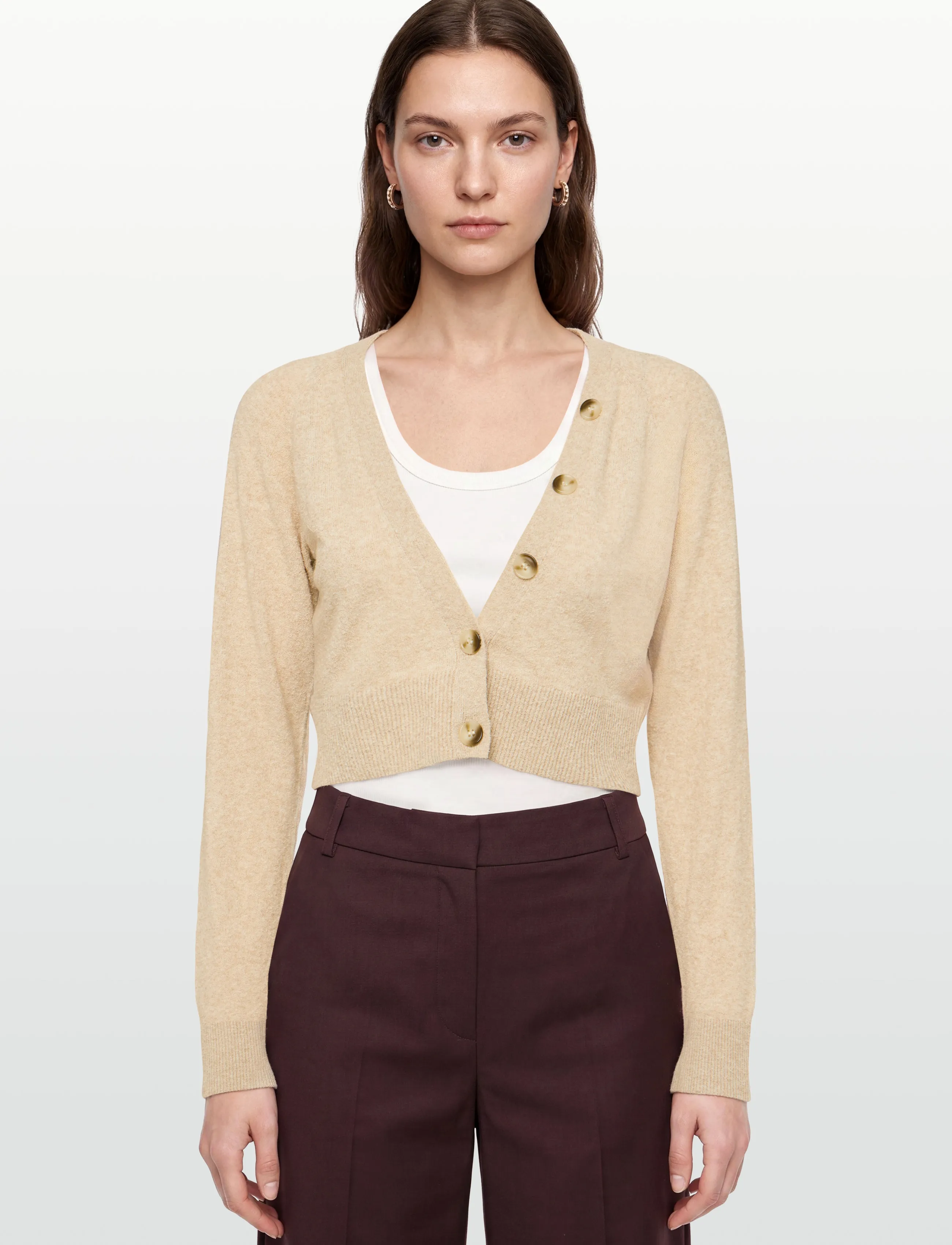 Esme Studios - ESRim Knit Cardigan - crop tops - sand - 3