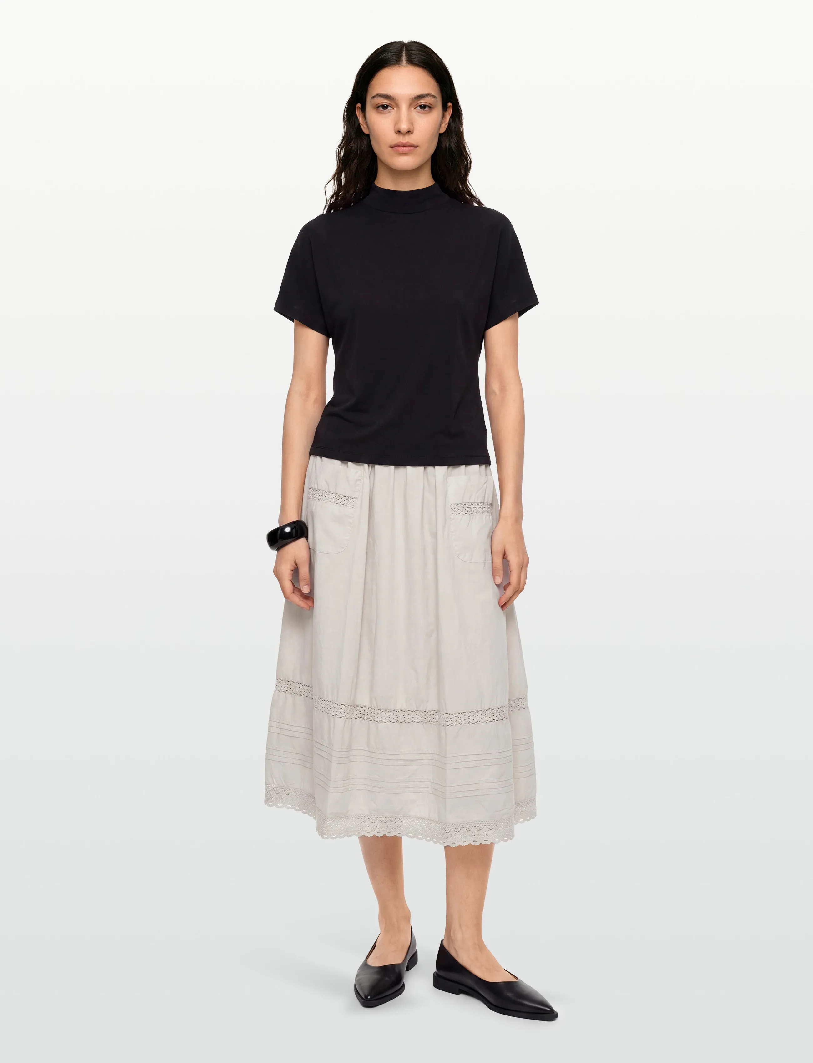 Esme Studios - ESAmina Skirt GOTS - midi nederdele - oatmeal - 0