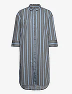 ESMabel 3/4 Loose Shirt Dress Printed - ASHLEY BLUE STRIPE COMB.