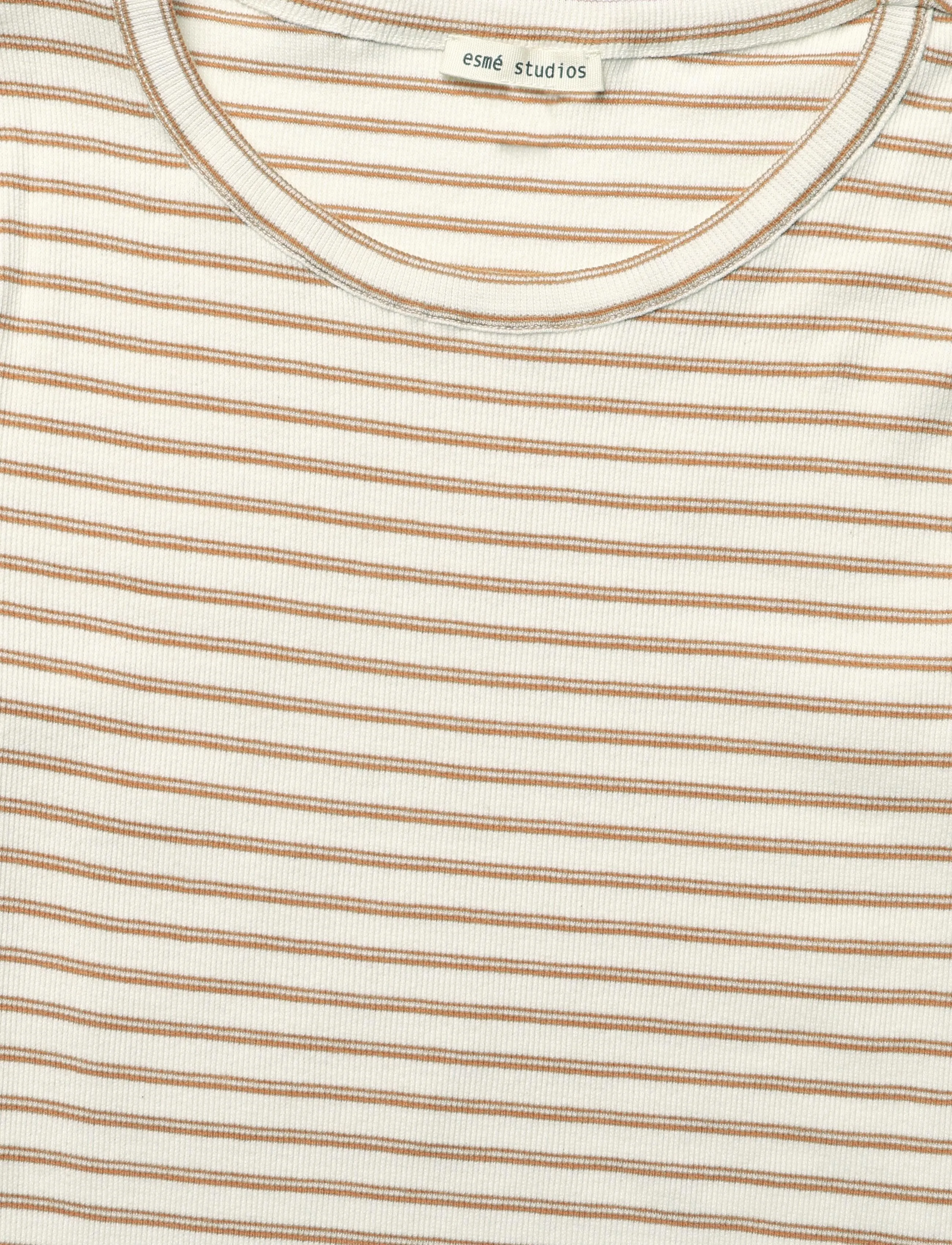 Esme Studios - ESBlossom Stripe 2/4 T-shirt GOTS - laveste priser - brown stripe - 2