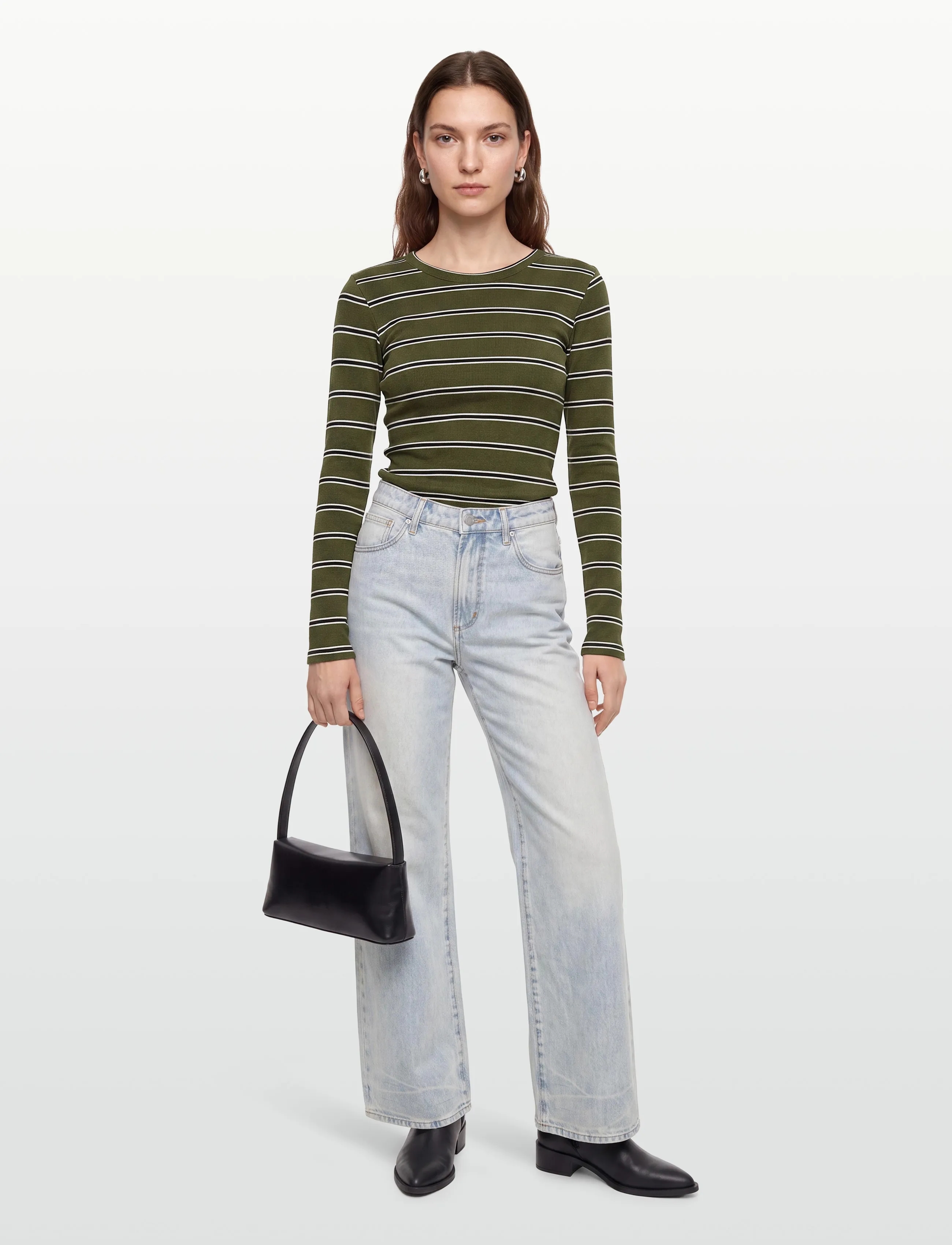 Esme Studios - ESBlossom Stripe LS Top GOTS - pikkade varrukatega alussärgid - forest night - 0