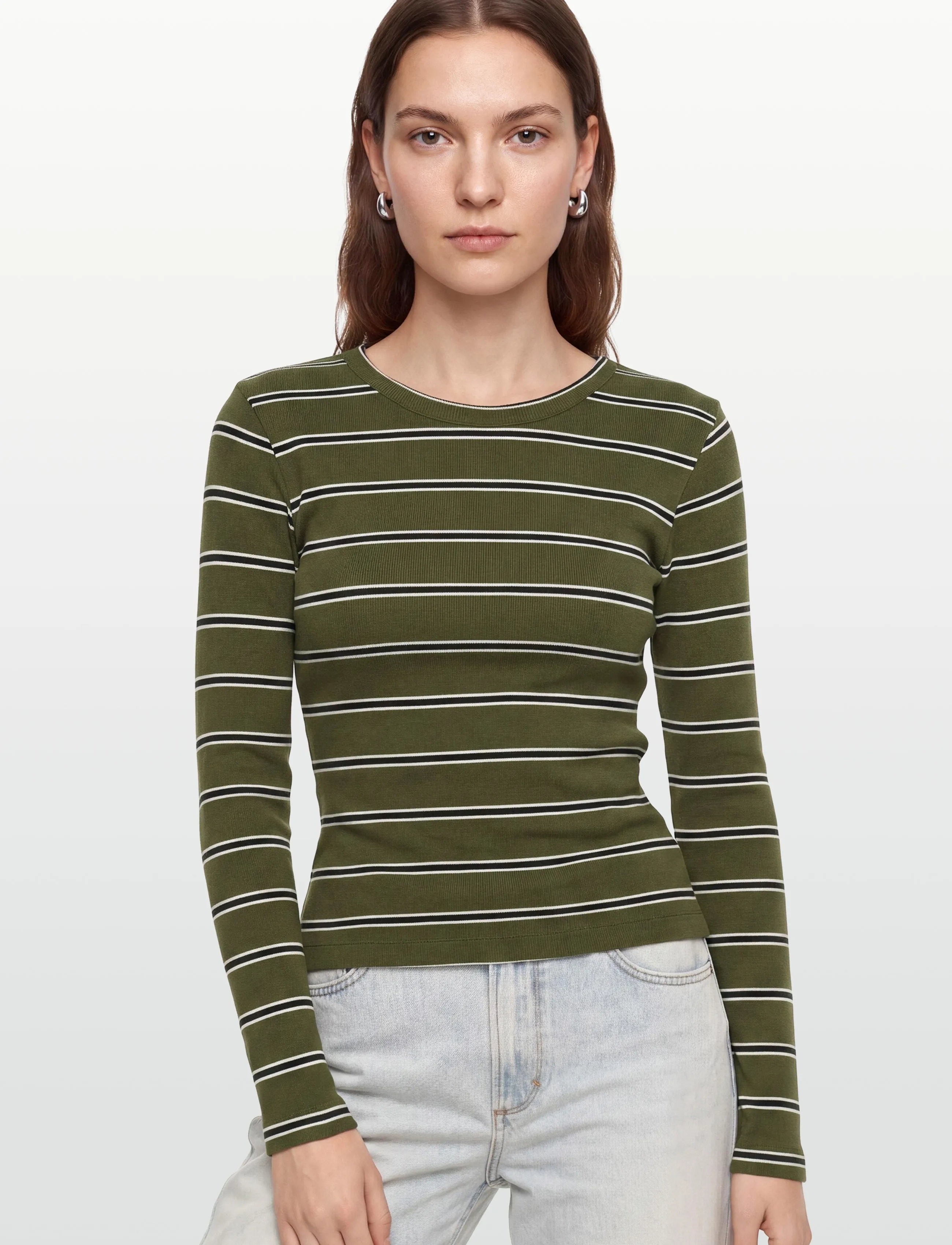 Esme Studios - ESBlossom Stripe LS Top GOTS - pikkade varrukatega alussärgid - forest night - 3