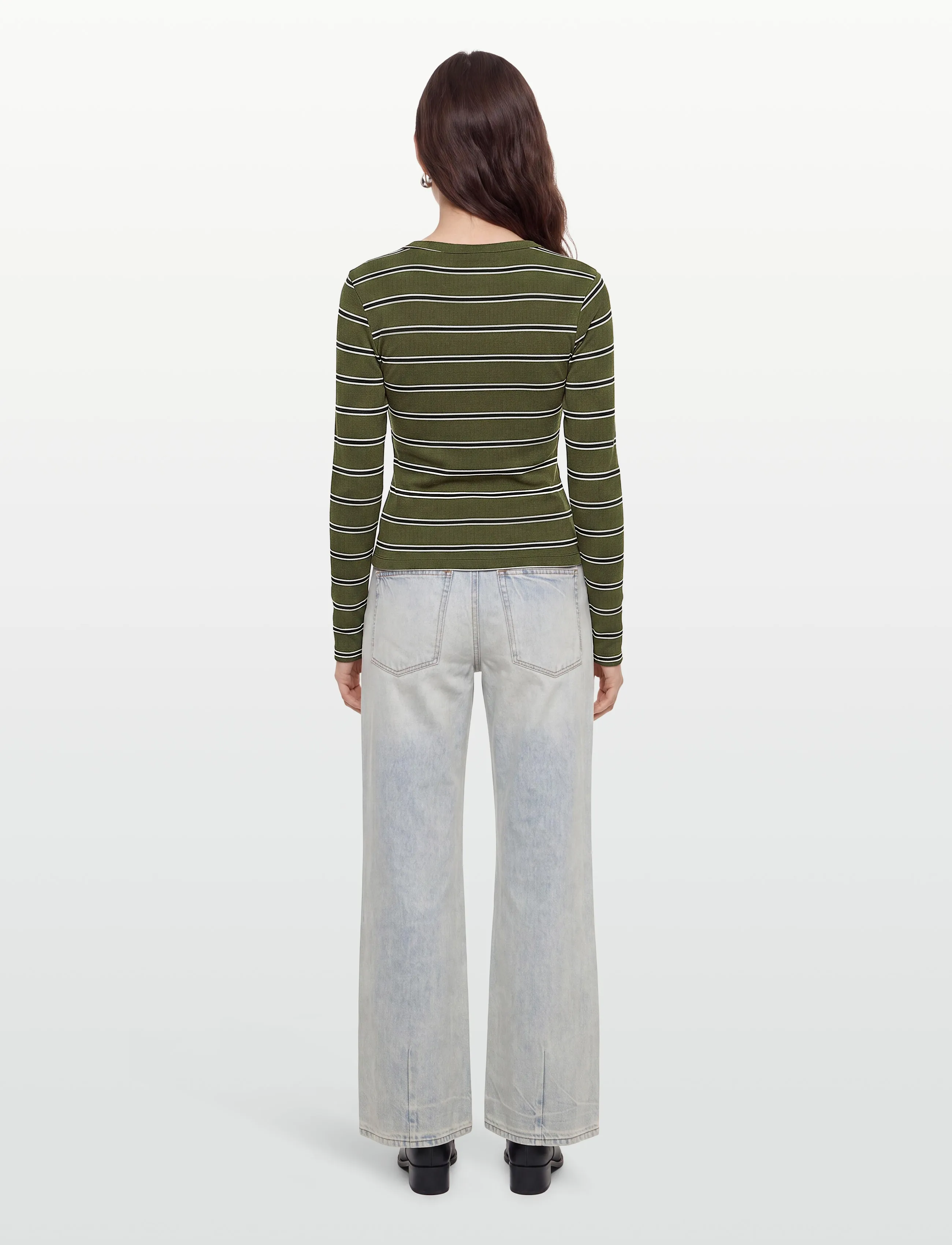Esme Studios - ESBlossom Stripe LS Top GOTS - pikkade varrukatega alussärgid - forest night - 4