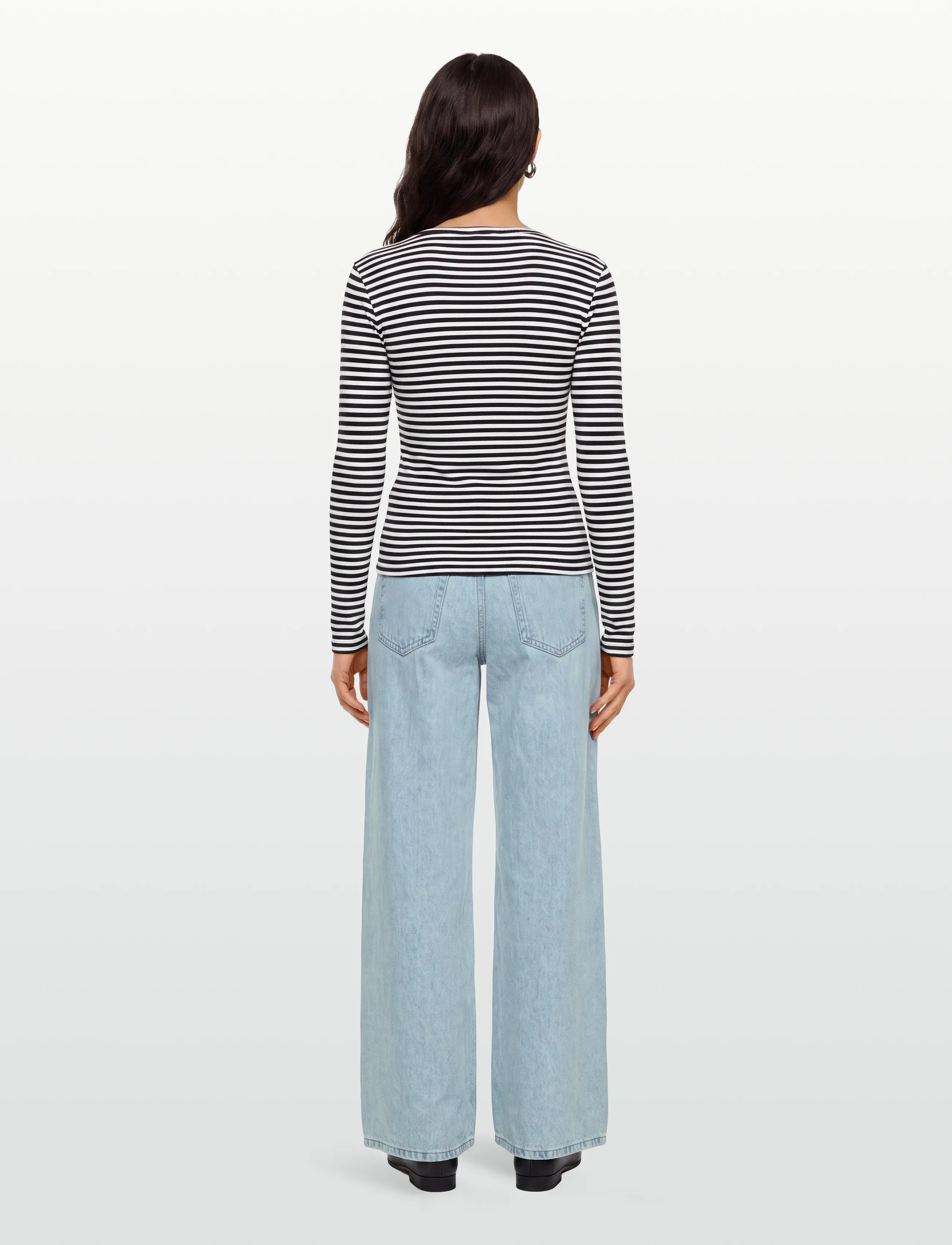 Esme Studios - ESBlossom Stripe LS Top GOTS - t-shirts & tops - snow white black stripe - 4
