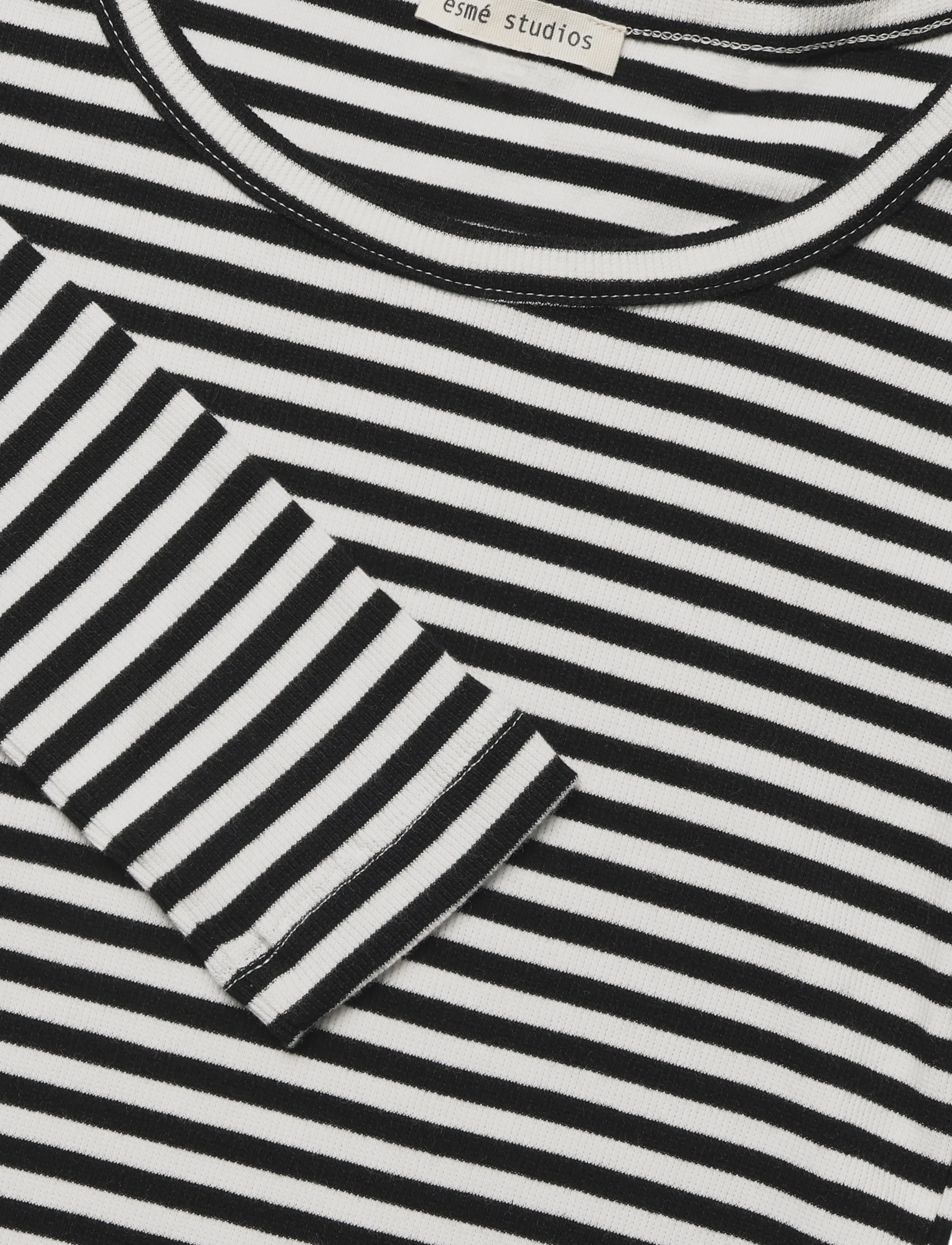 Esme Studios - ESBlossom Stripe LS Top GOTS - pikkade varrukatega alussärgid - snow white black stripe - 2