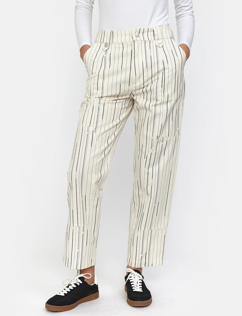 Esme Studios - ESFrankie Pants - bukser med lige ben - buttercream stripes - 0