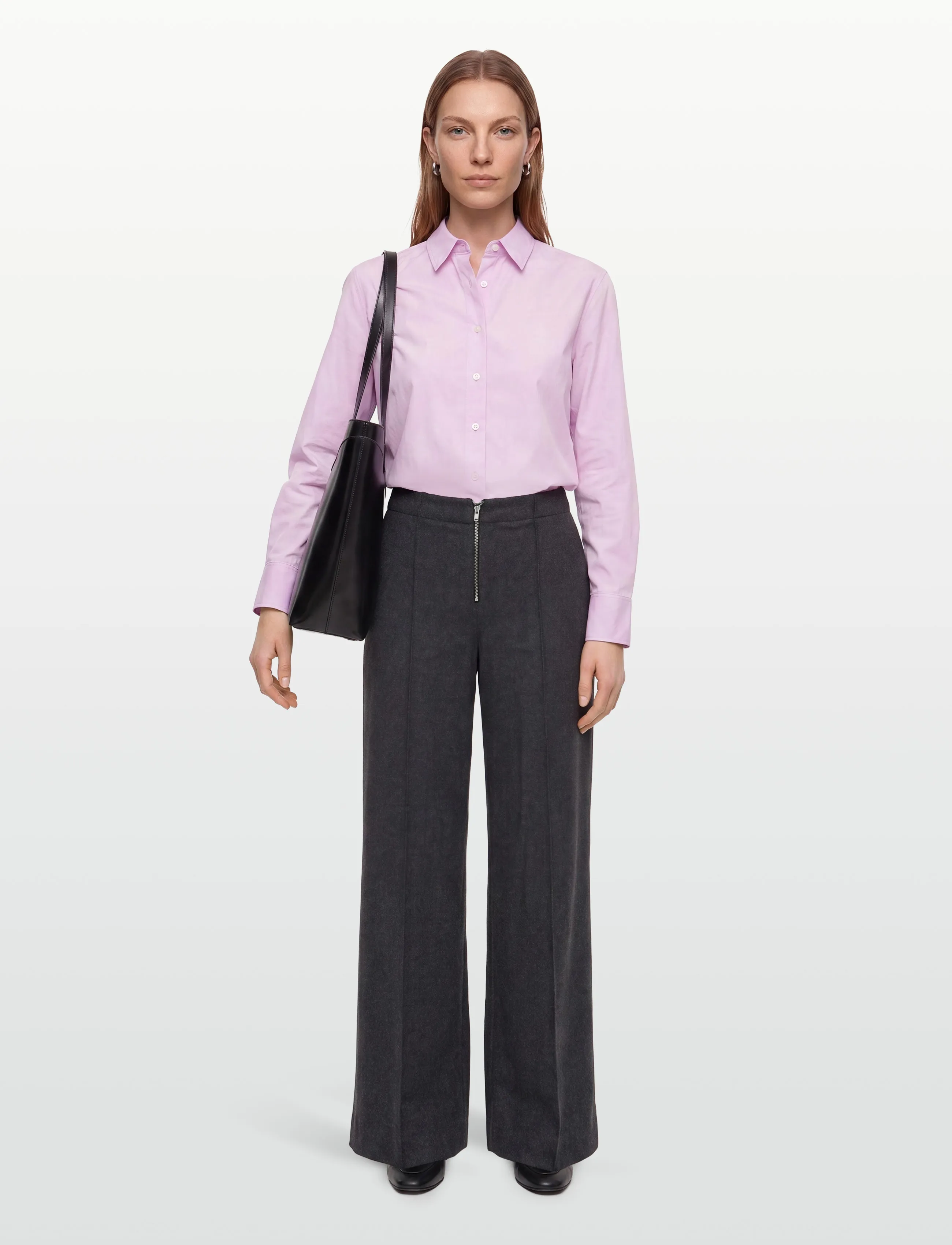 Esme Studios ESBez Wool Pants GRS - Wide leg trousers - GRAY MELANGE / grey