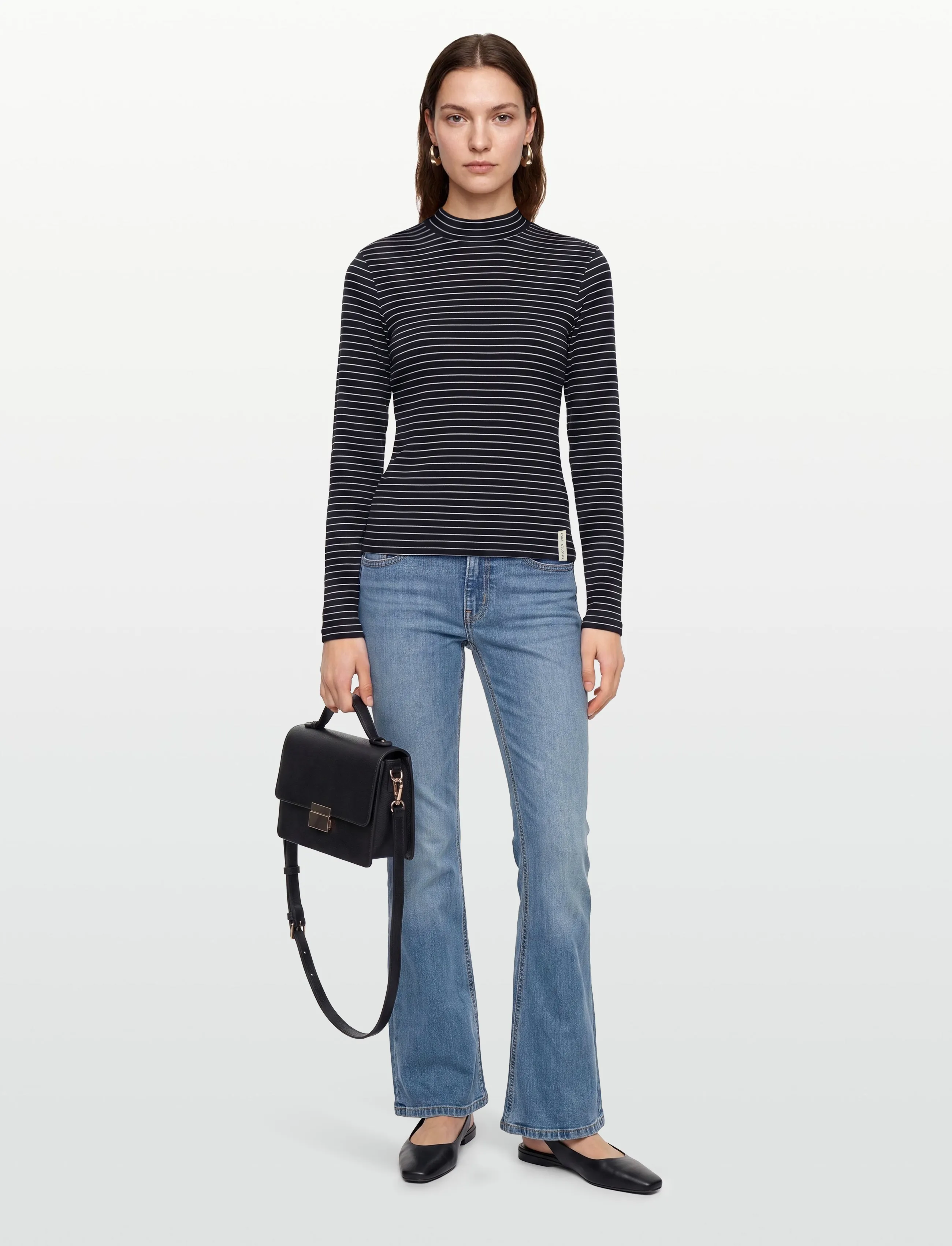 Esme Studios - ESBlossom Stripe LS Turtleneck GOTS - t-shirts & tops - black - 0
