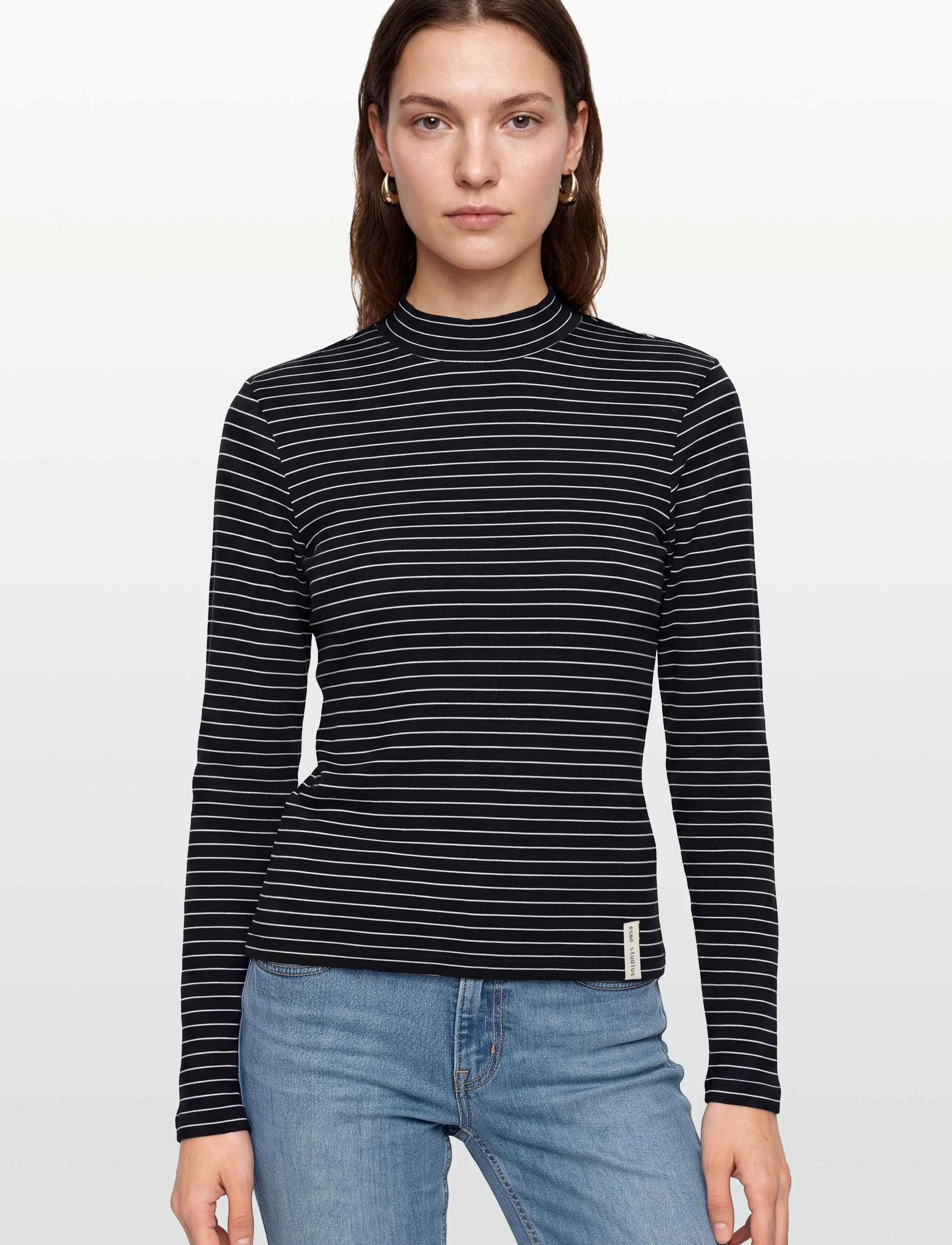 Esme Studios - ESBlossom Stripe LS Turtleneck GOTS - t-shirts & tops - black - 3