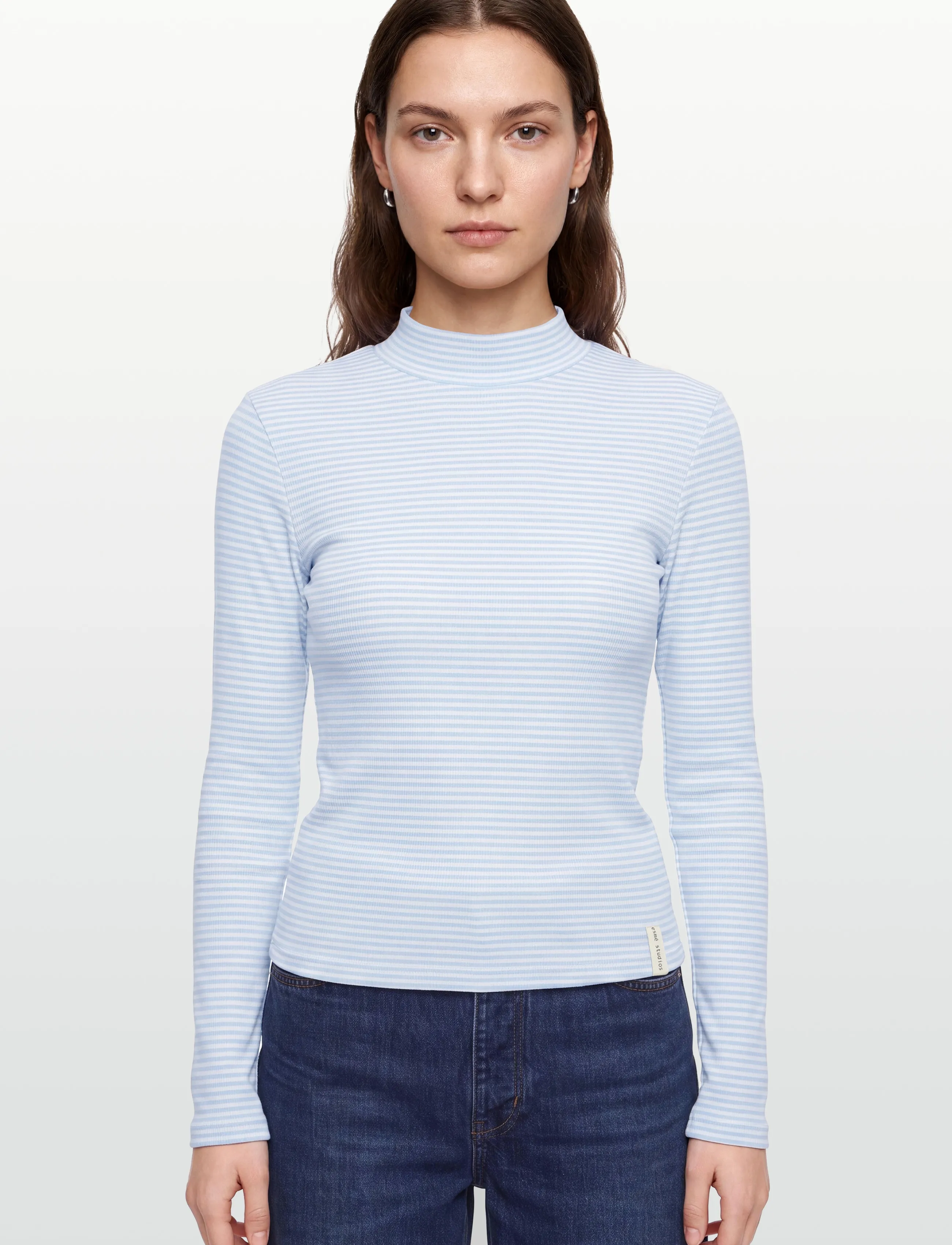 Esme Studios - ESBlossom Stripe LS Turtleneck GOTS - polotröjor - kentucky blue - 3