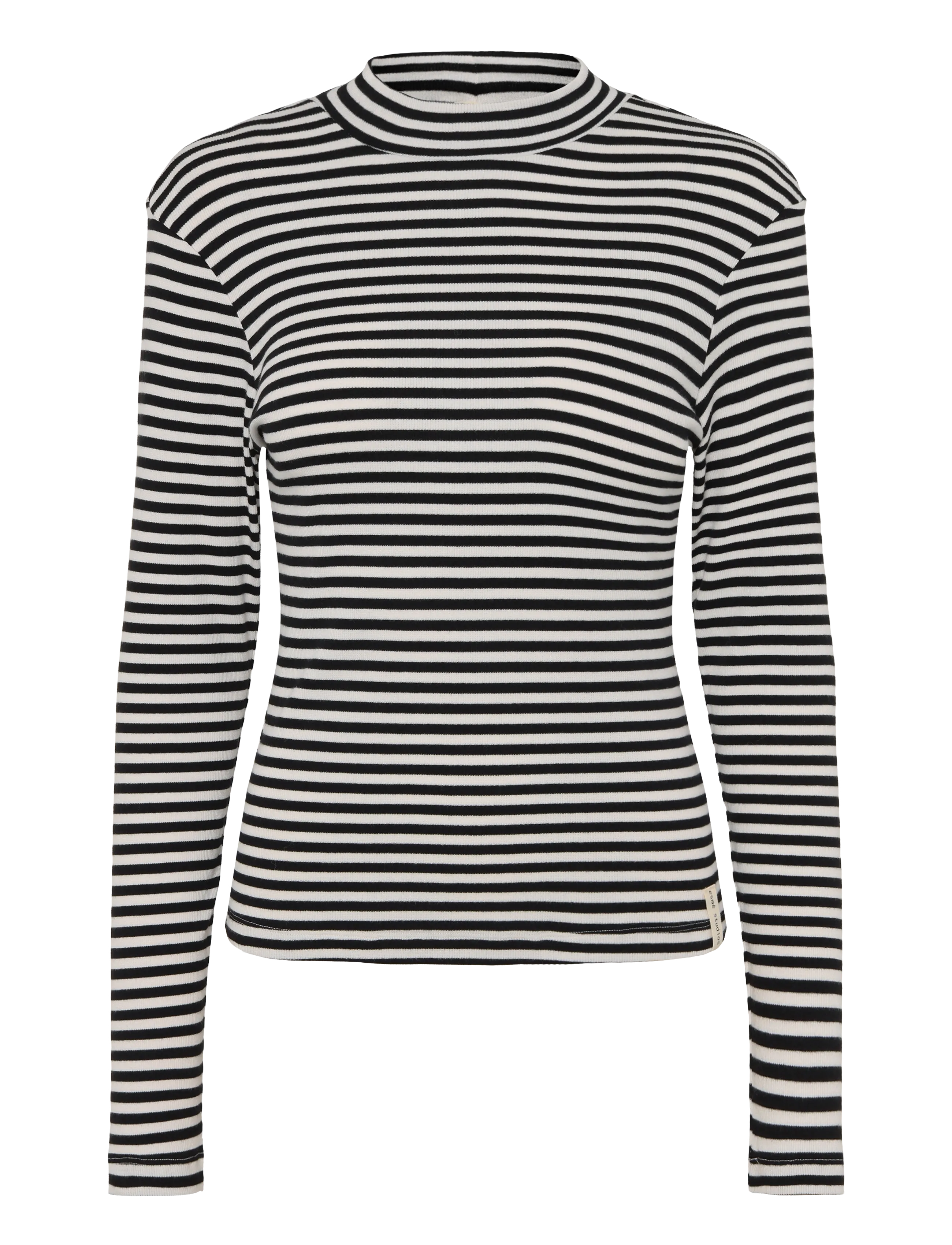 Esme Studios ESBlossom Stripe LS Turtleneck GOTS - T-särgid ja alussärgid - SNOW WHITE BLACK STRIPE / black