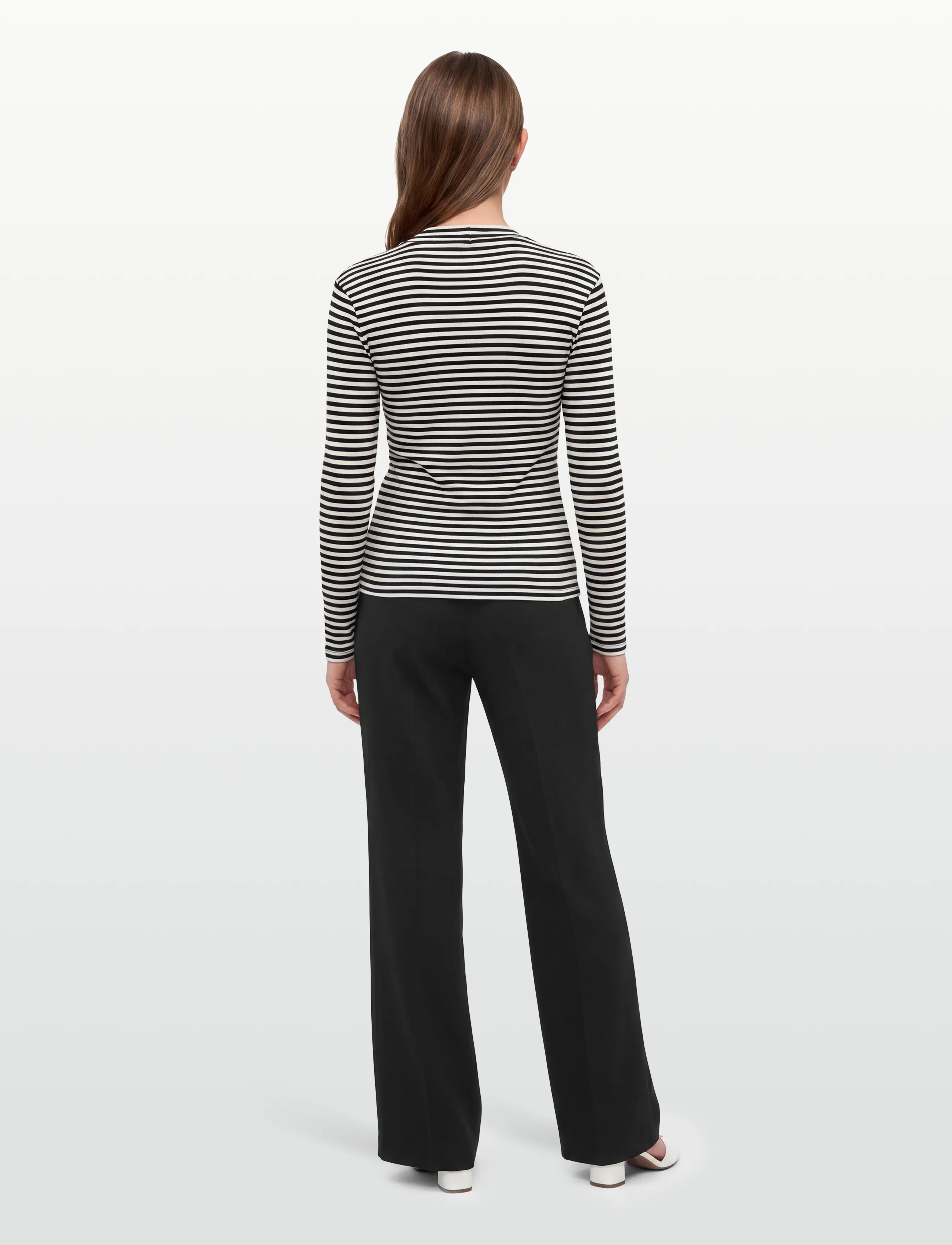 Esme Studios - ESBlossom Stripe LS Turtleneck GOTS - rullekraver - snow white black stripe - 4