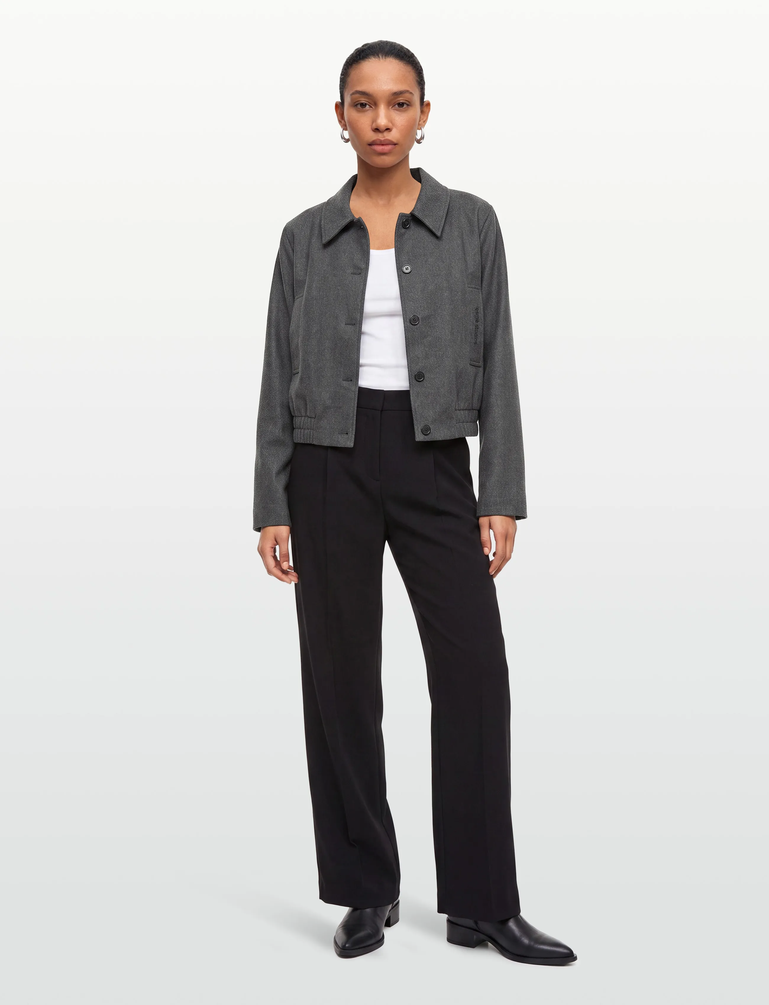 Esme Studios - ESBalmi Short Wool Jacket GRS - fall jackets - gray melange - 0