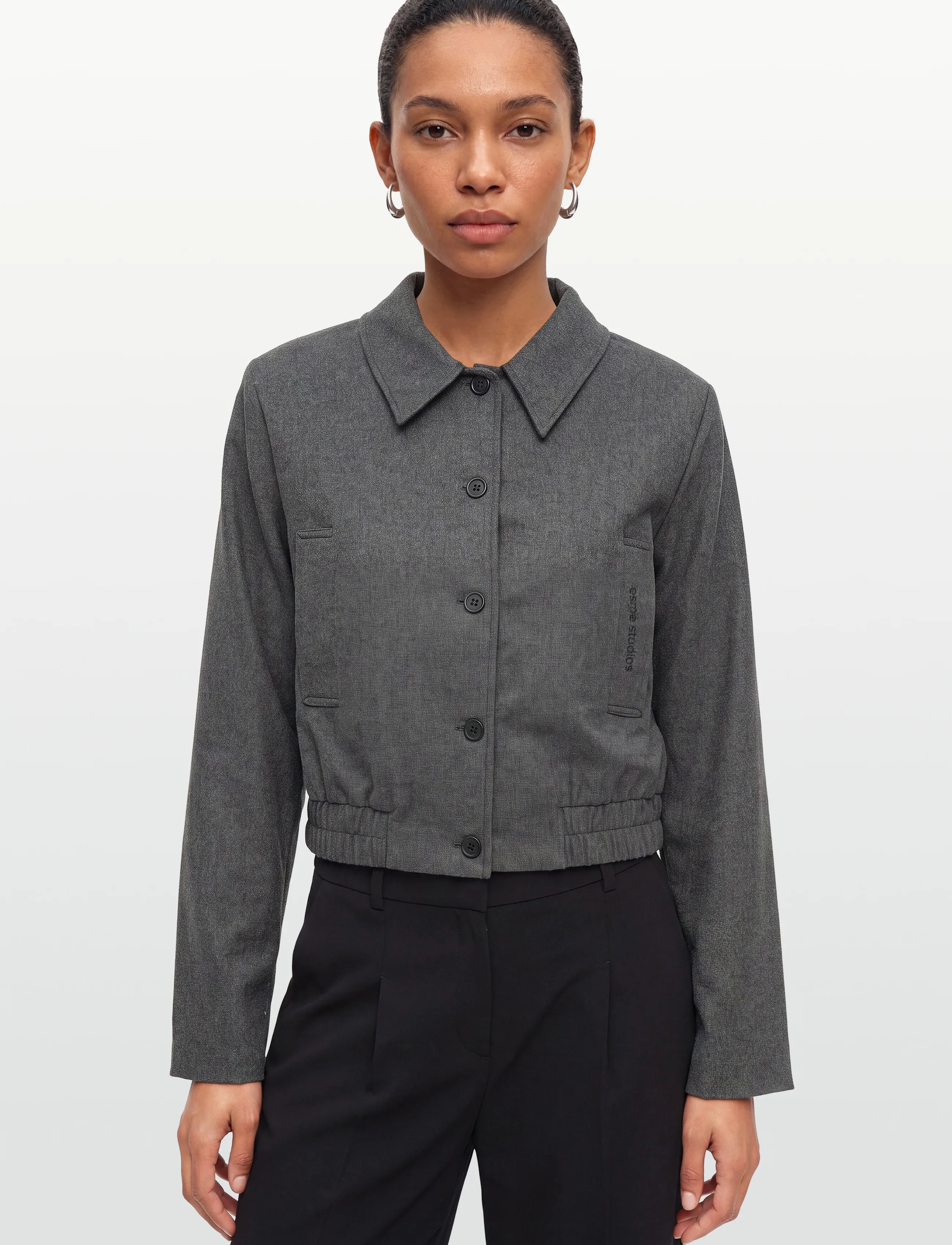 Esme Studios - ESBalmi Short Wool Jacket GRS - fall jackets - gray melange - 3