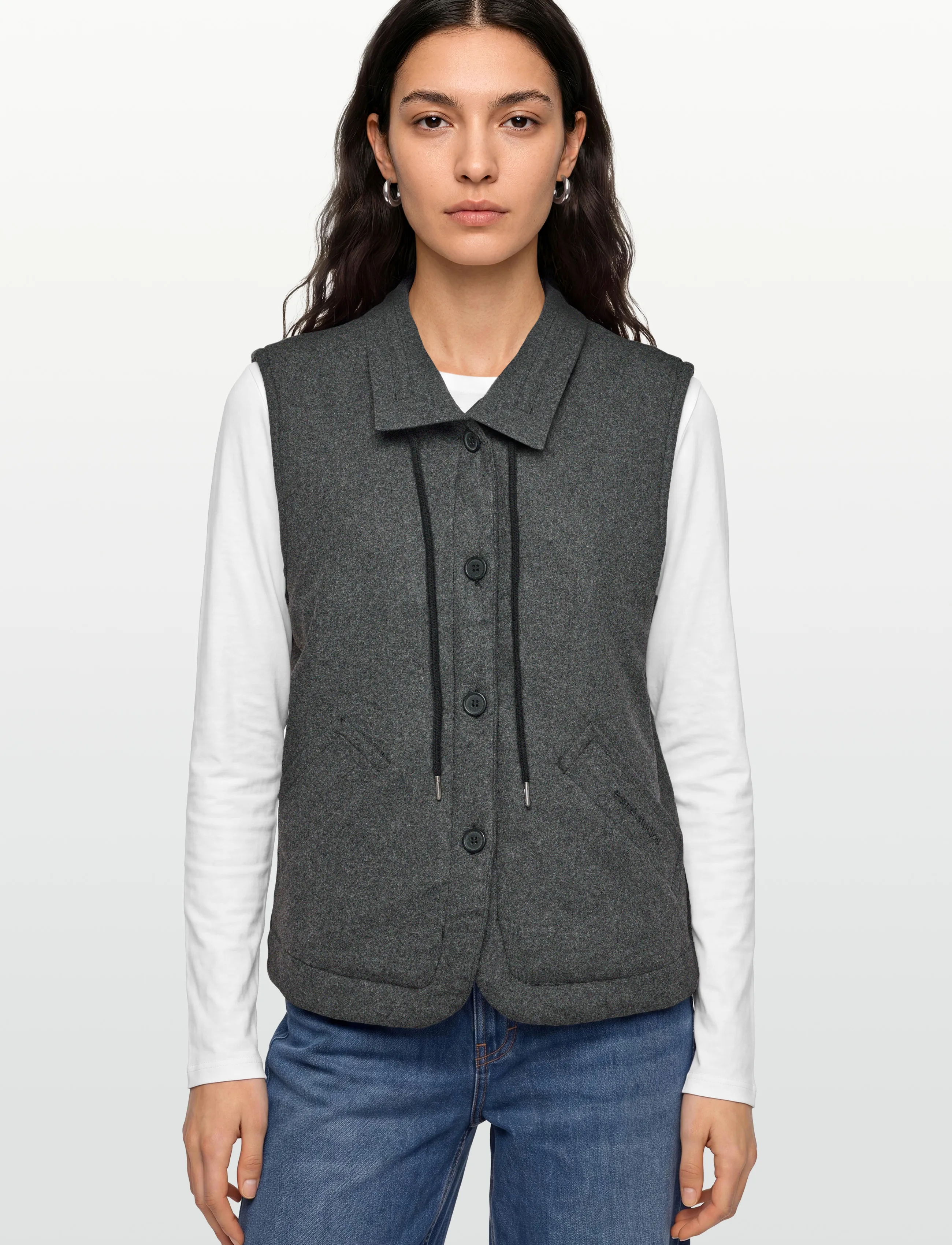 Esme Studios - ESBalmi Wool Vest GRS - autumn clothing - gray melange - 3