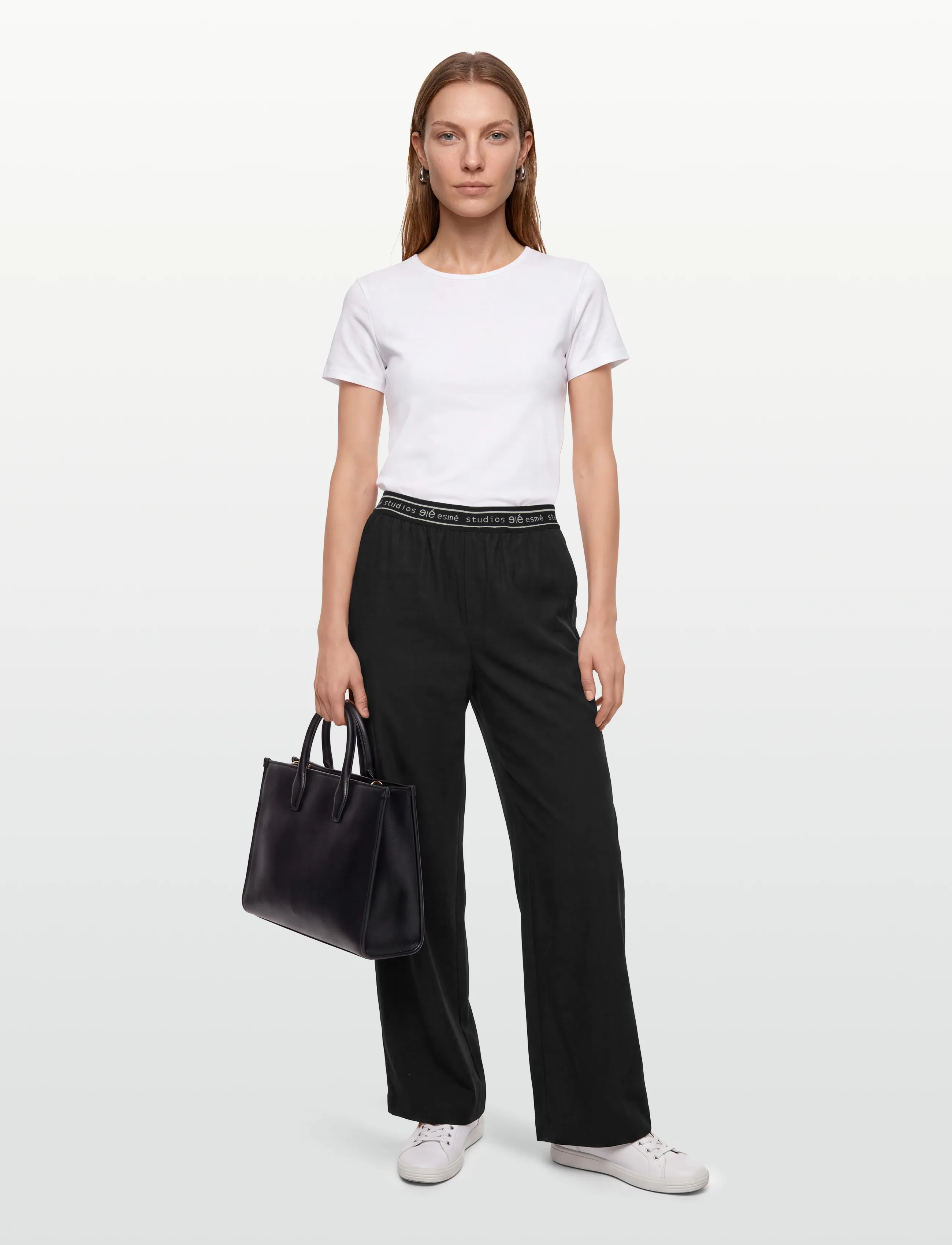 Esme Studios ESTinka Pants - Wide leg trousers - BLACK / black
