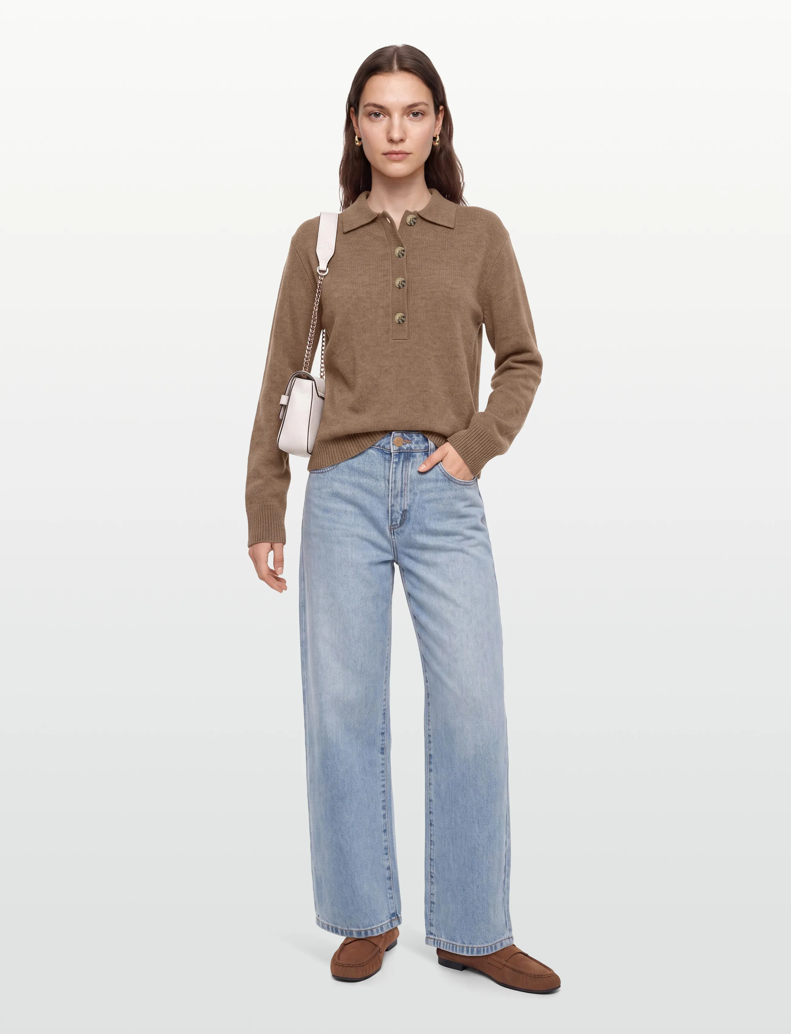 Esme Studios - ESJutta Knit Polo - poloer - brown - 0
