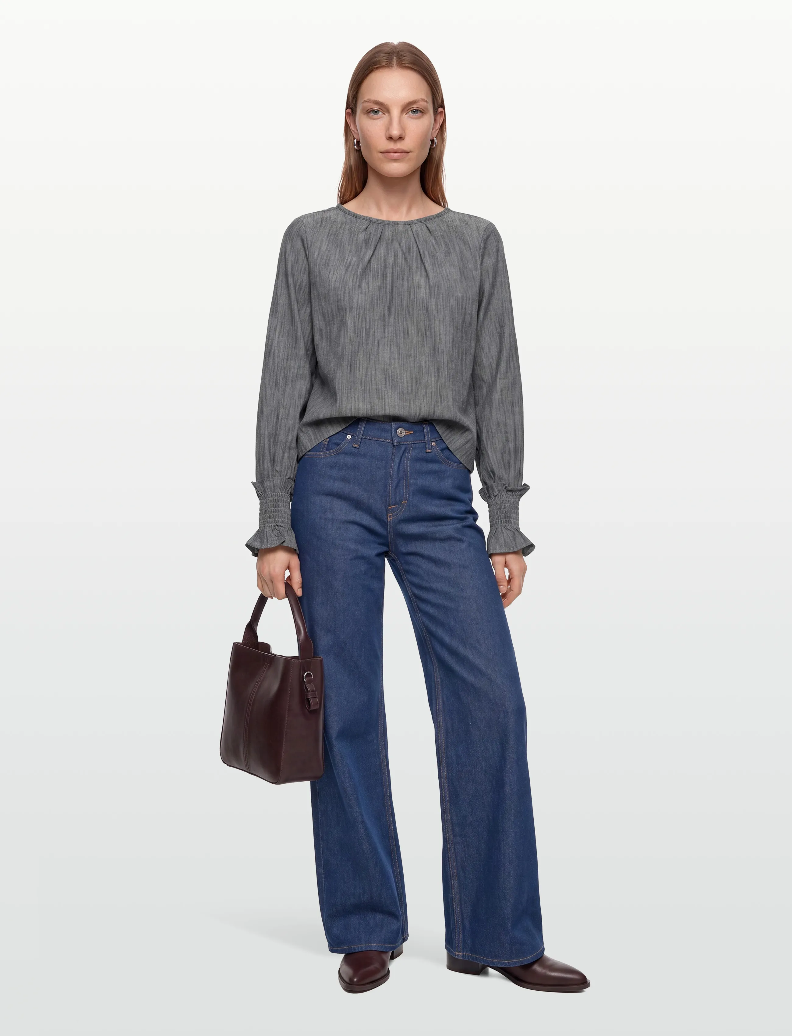 Esme Studios - ESSolari Blouse GOTS - long-sleeved blouses - blue nights - 0