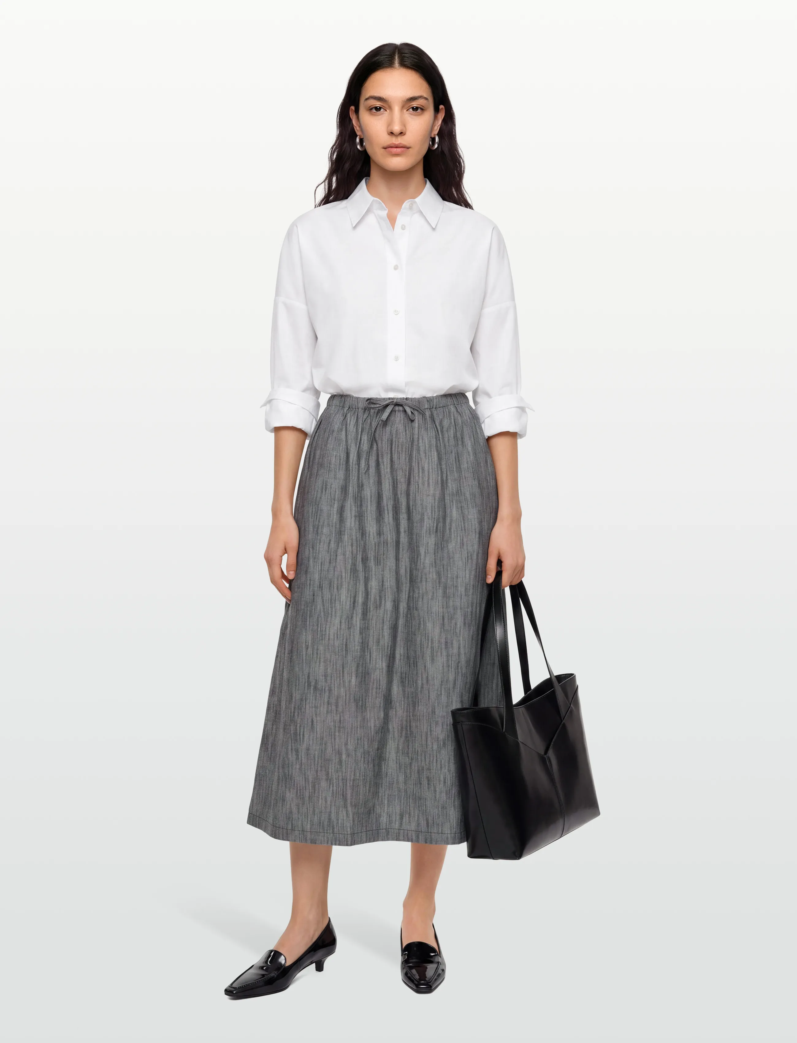Esme Studios - ESSolari Midi Skirt GOTS - midiseelikud - blue nights - 0
