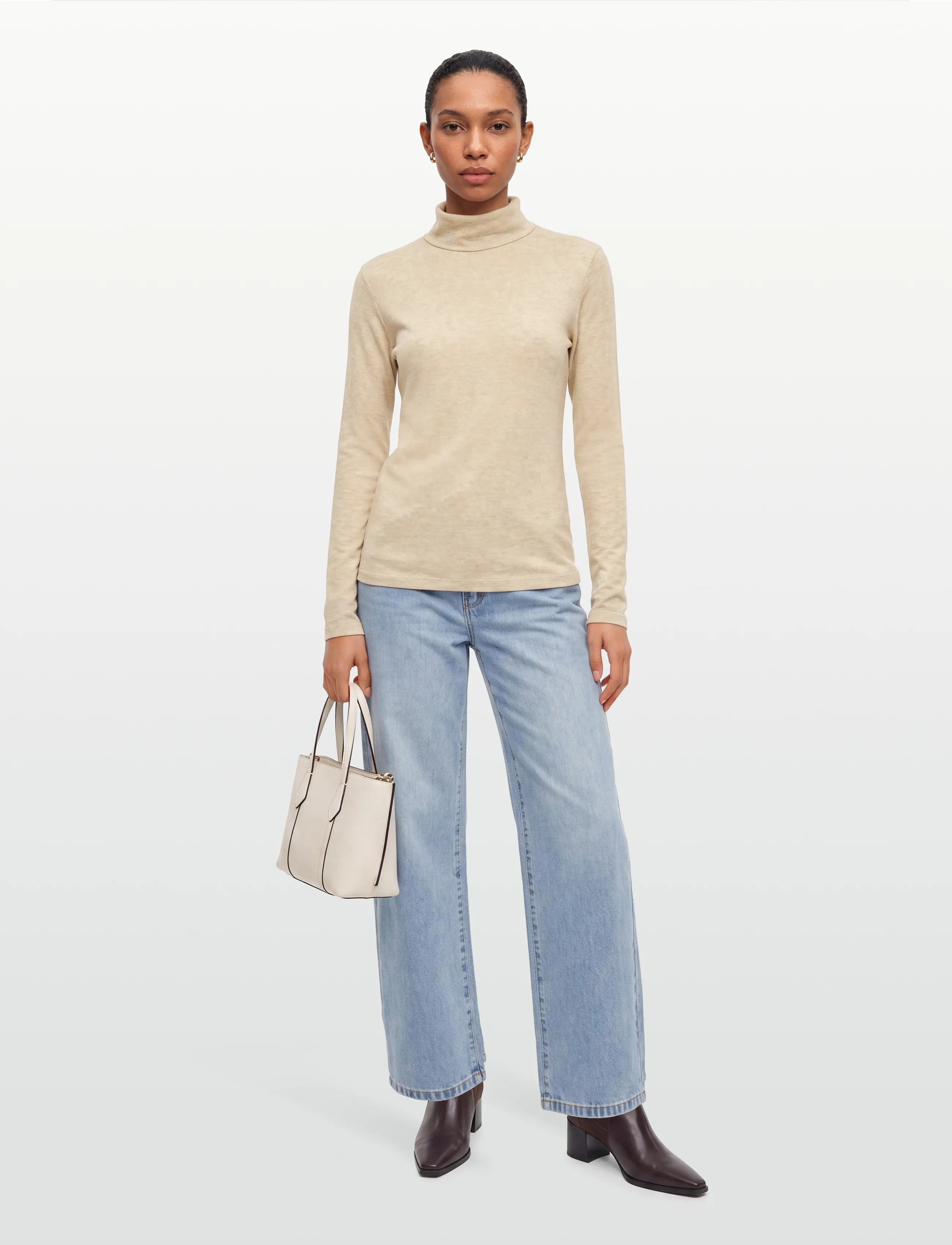 Esme Studios - ESEllia Roll Neck Top - rollkragenpullover - wood ash mÉlange - 0