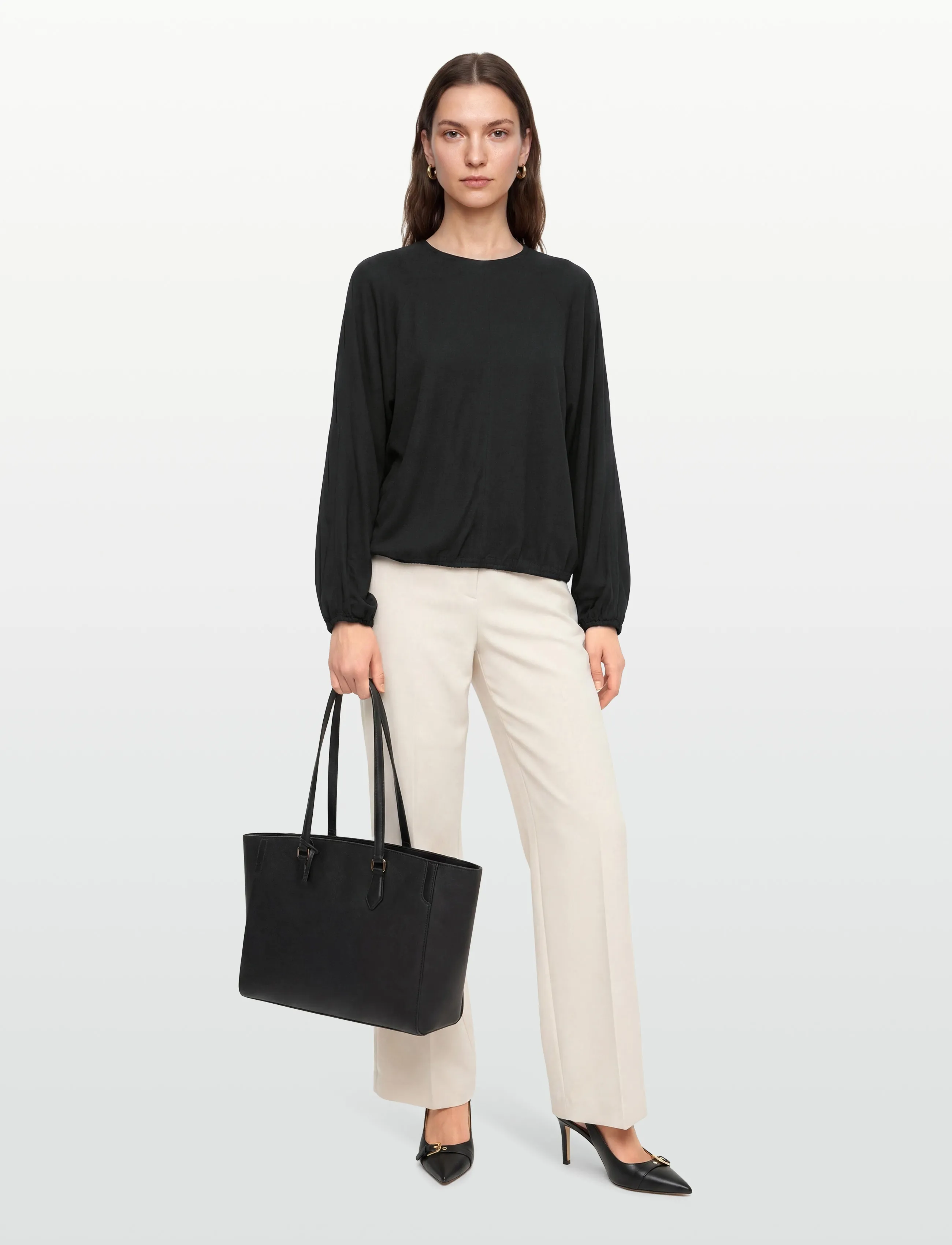 Esme Studios - ESLova Blouse - langärmlige blusen - black - 0