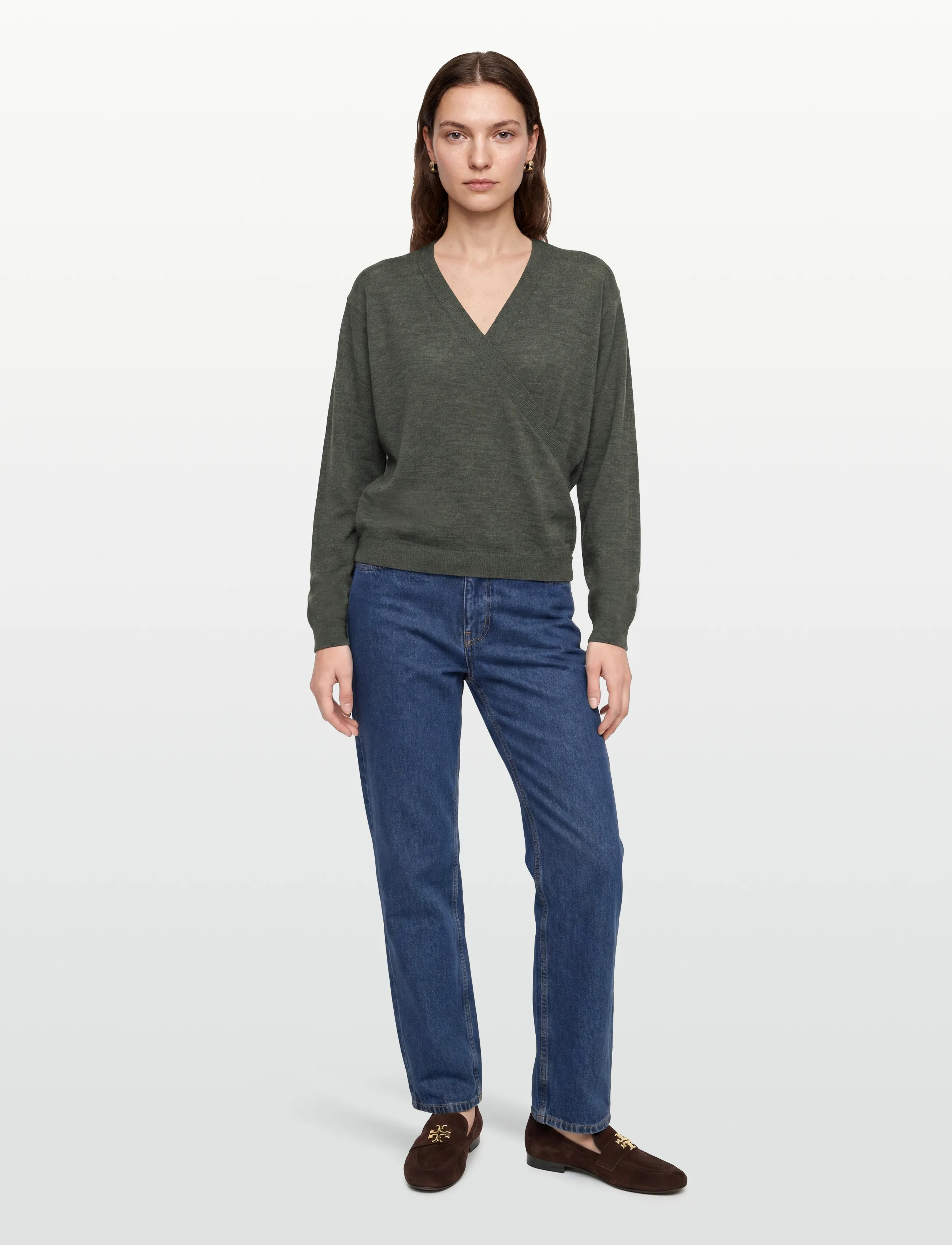 Esme Studios - ESJill Knit Wrap Top - forest night - 0