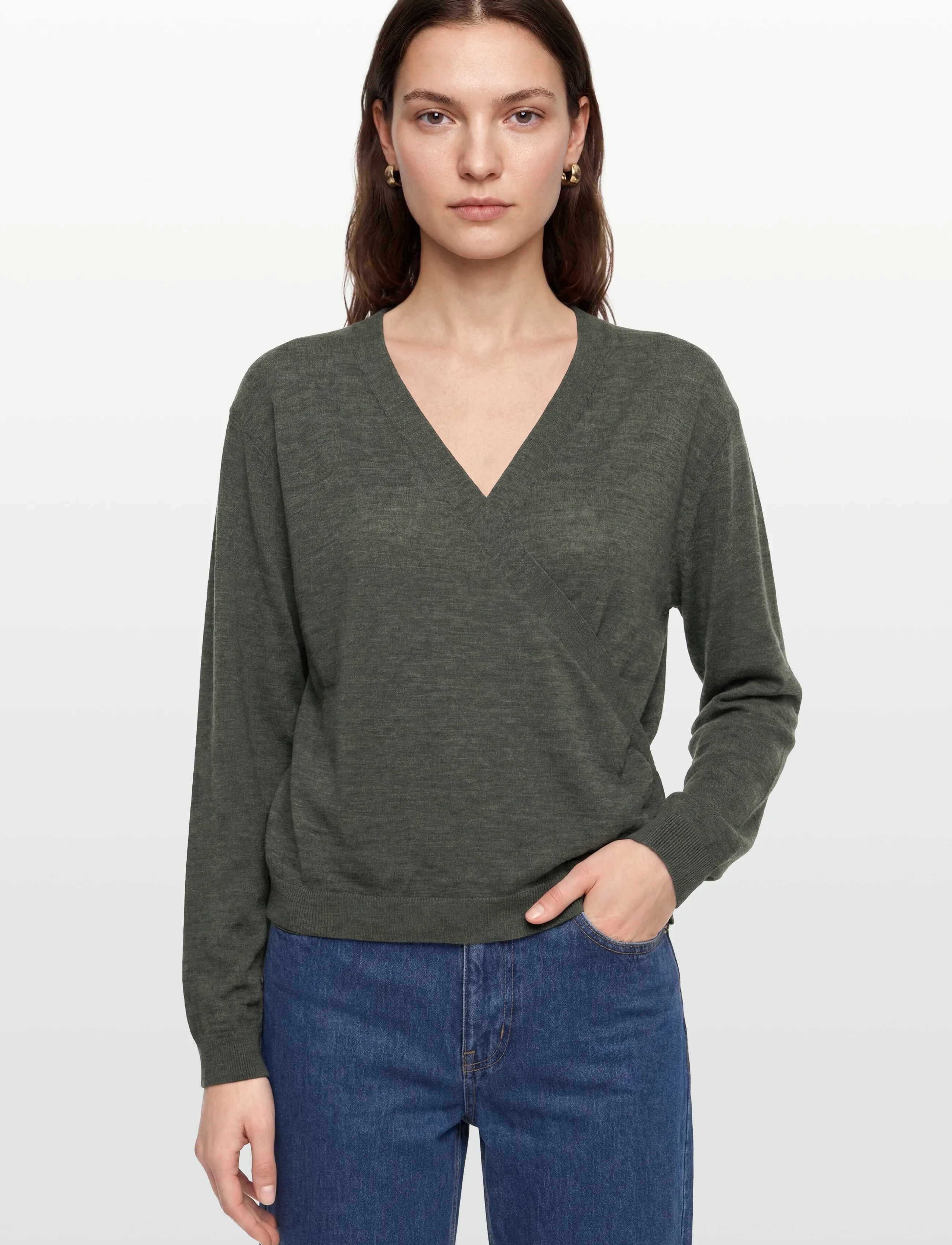 Esme Studios - ESJill Knit Wrap Top - forest night - 3