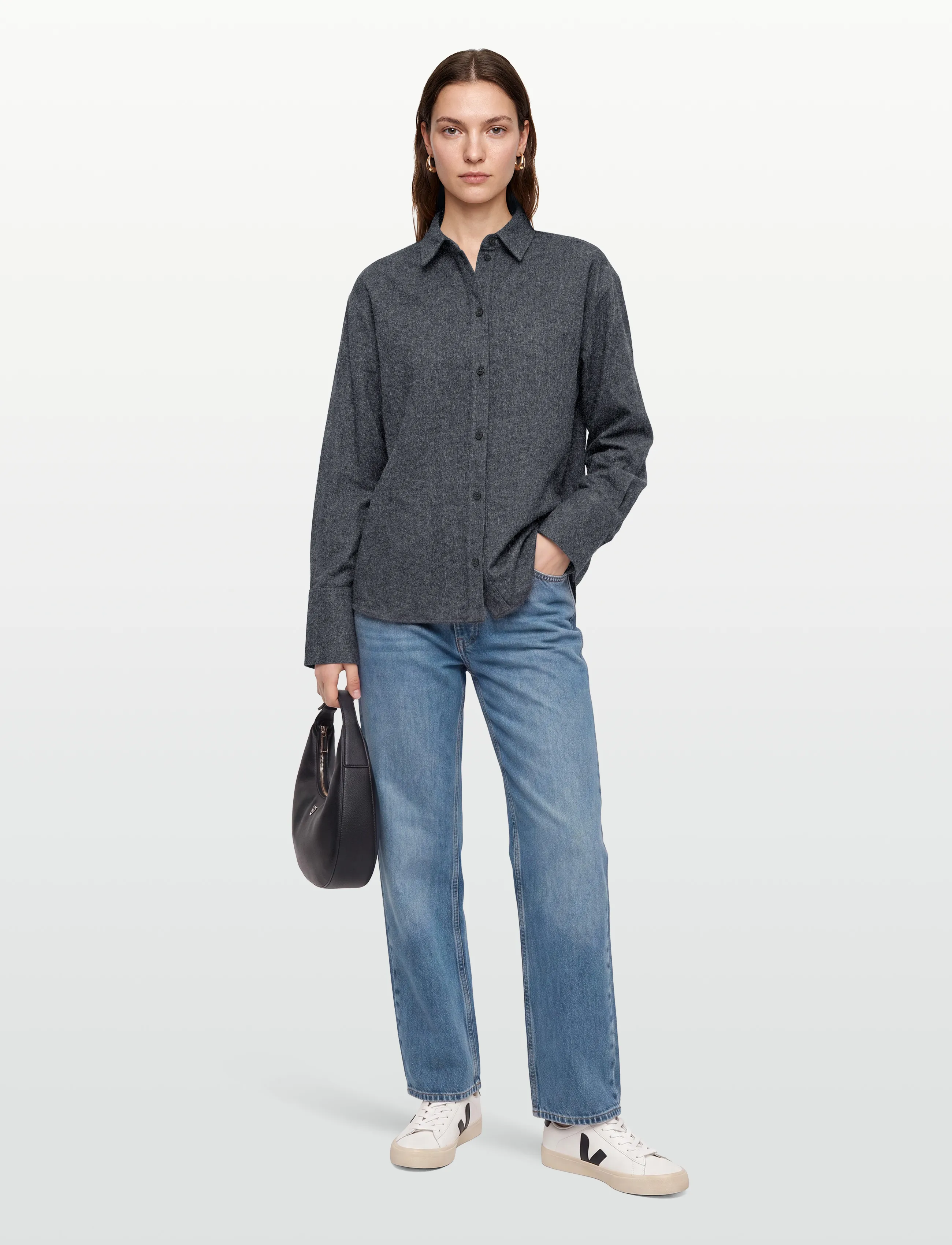 Esme Studios - ESSvea Shirt - long-sleeved shirts - black mÉlange - 0