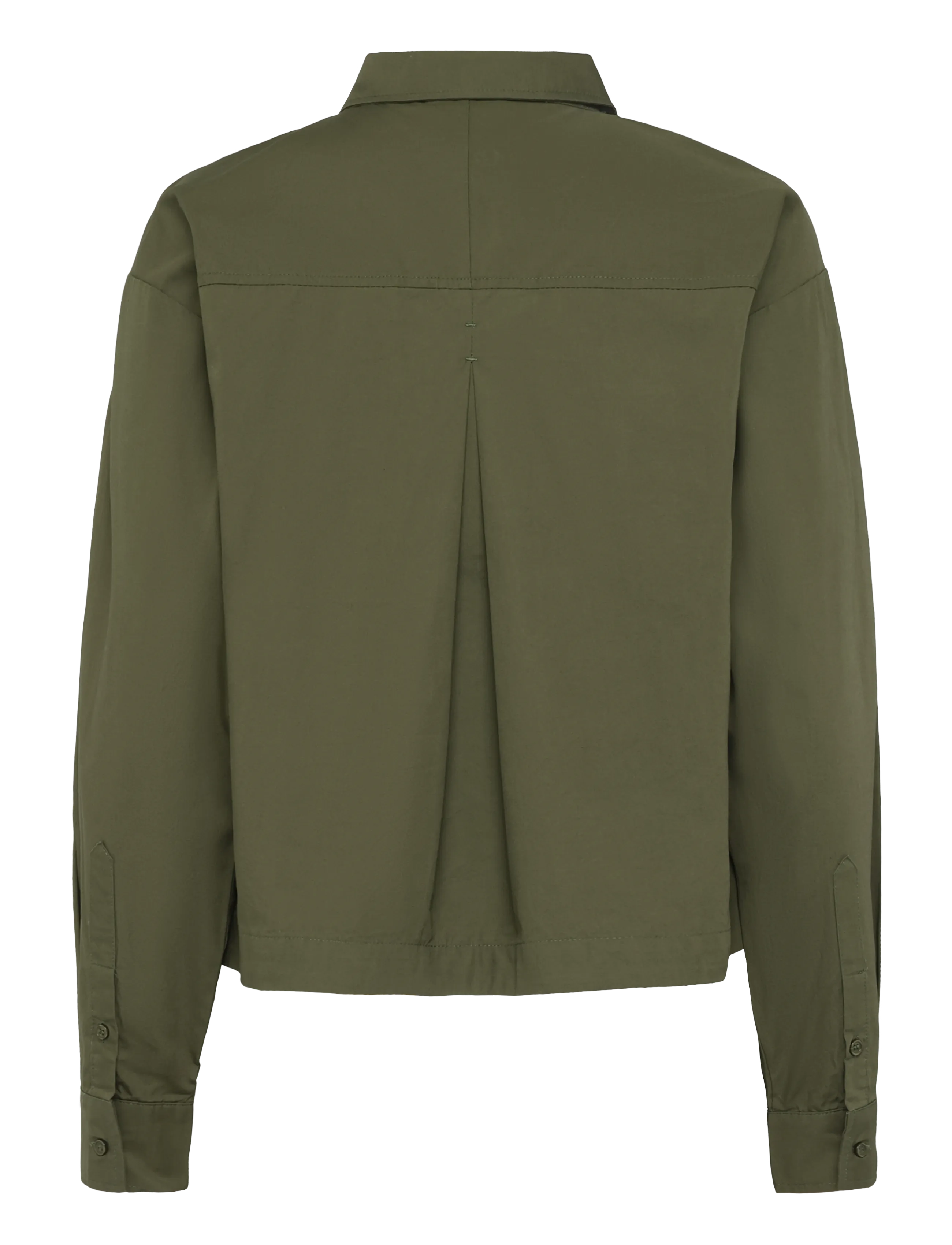 Esme Studios - ESAmira Cropped Shirt - langärmlige hemden - winter moss - 1
