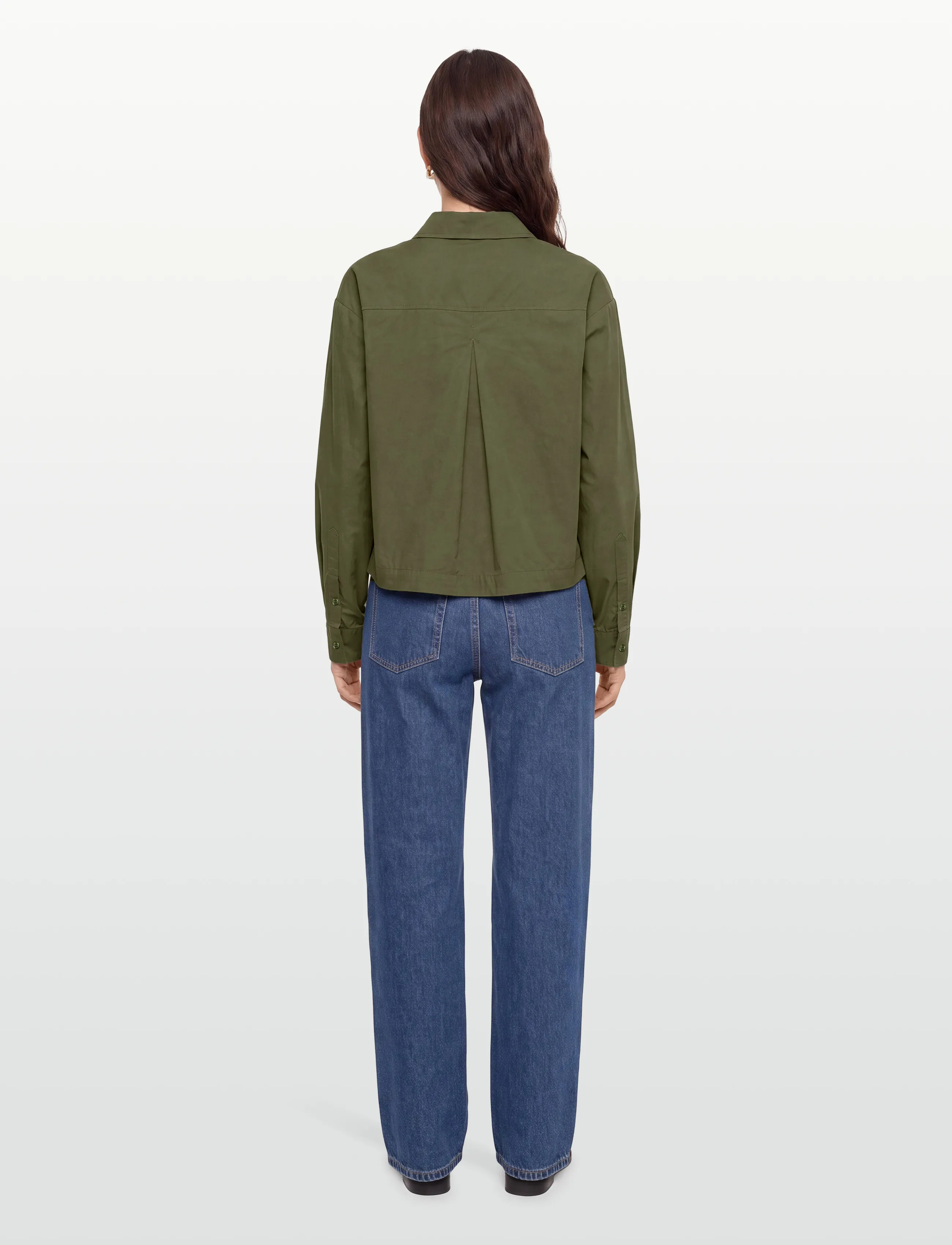Esme Studios - ESAmira Cropped Shirt - langermede skjorter - winter moss - 4