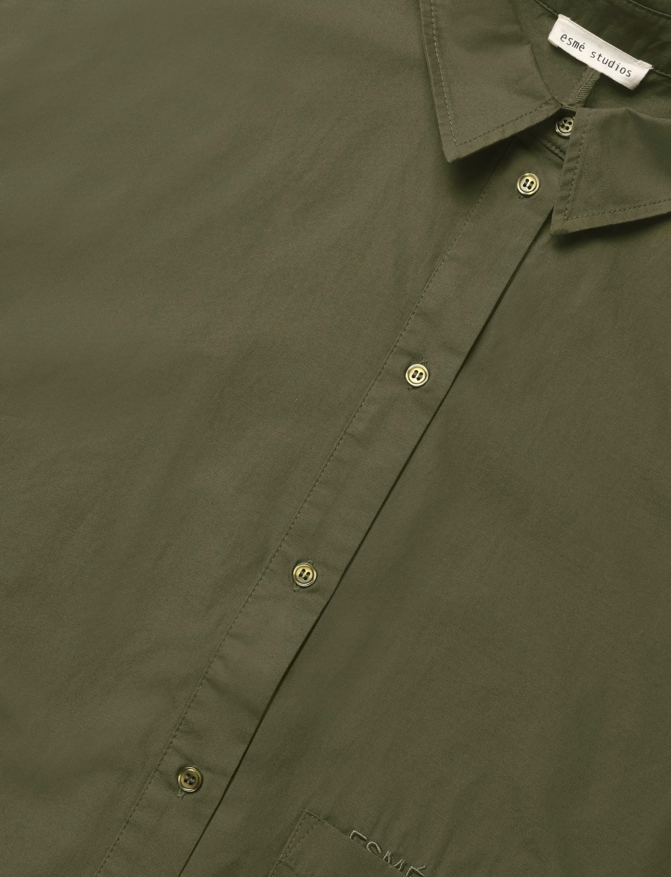 Esme Studios - ESAmira Cropped Shirt - langärmlige hemden - winter moss - 2