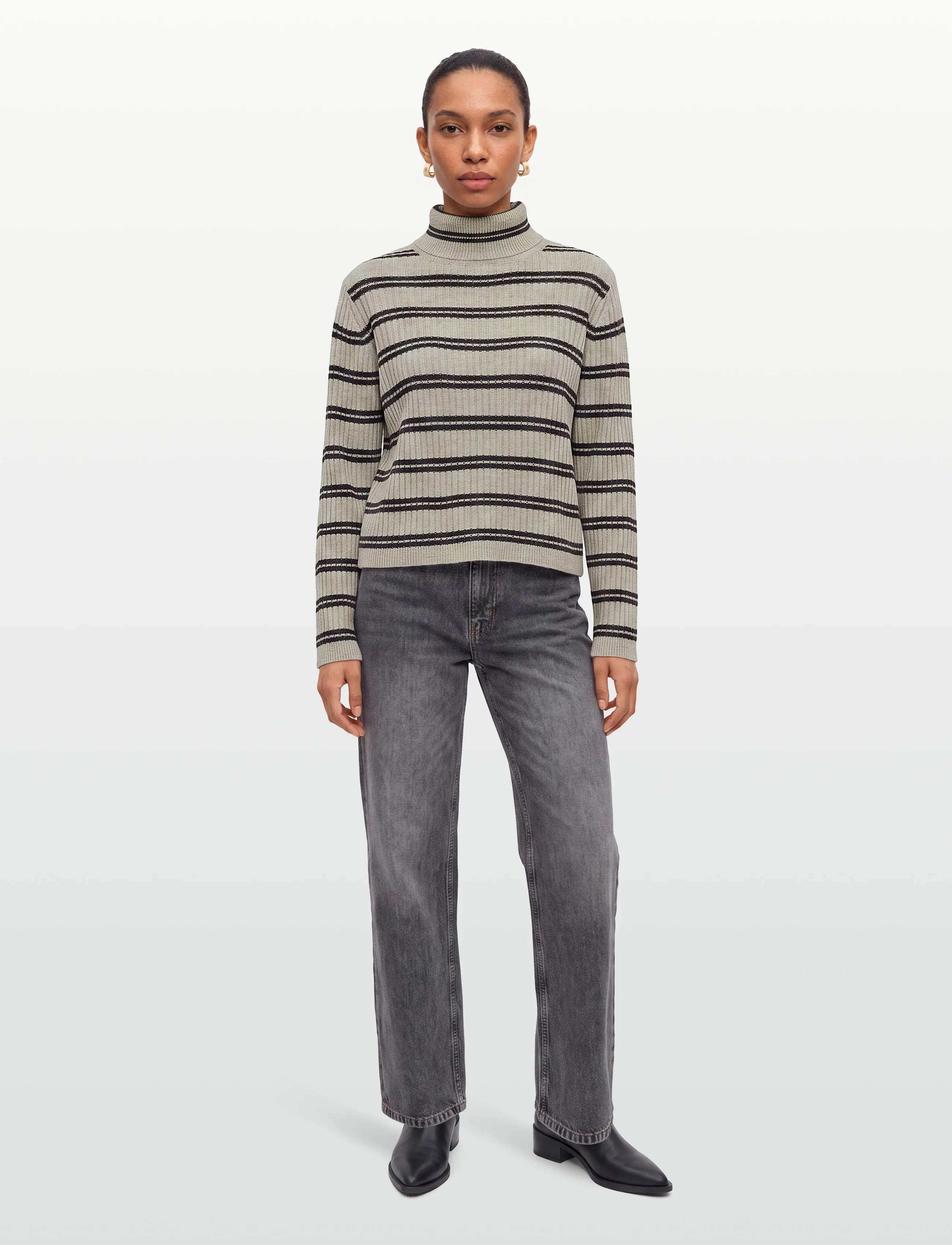 Esme Studios - ESFiro Roll Neck Knit - coltruien - pure cashmere stripe - 0