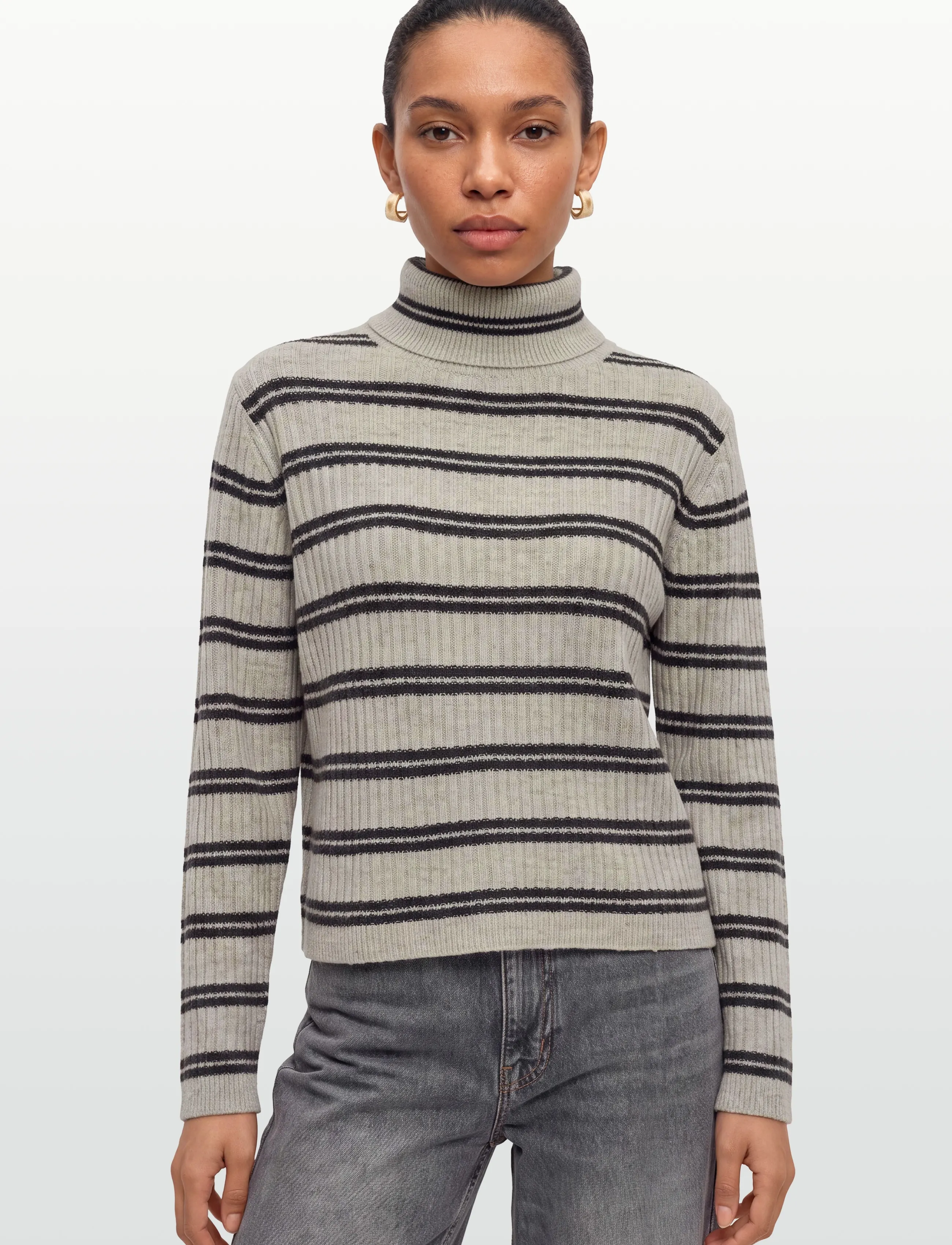Esme Studios - ESFiro Roll Neck Knit - coltruien - pure cashmere stripe - 3