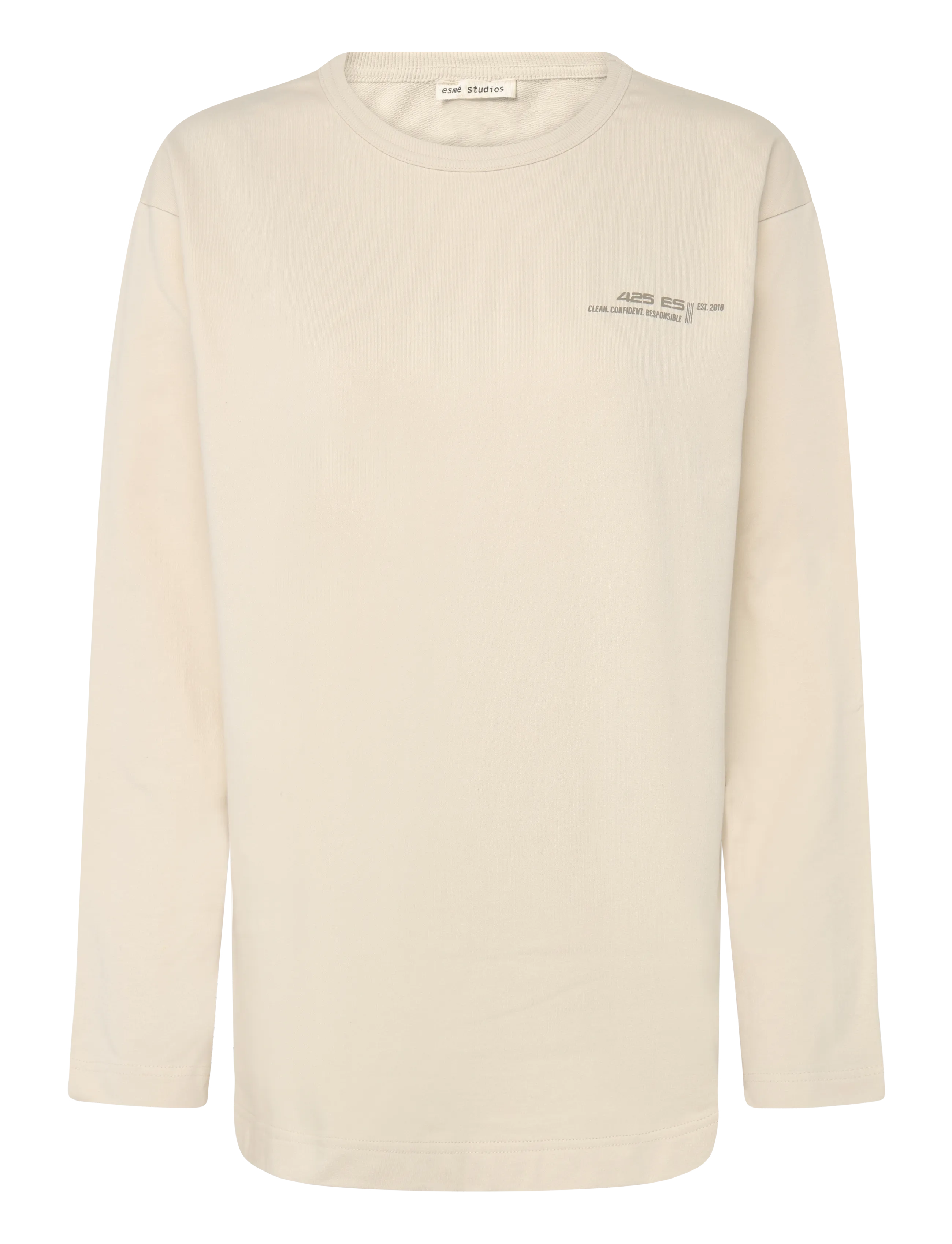 Esme Studios ESDora LS Boxy T-shirt GOTS - T-shirts & tops - WHITE SAND / cream