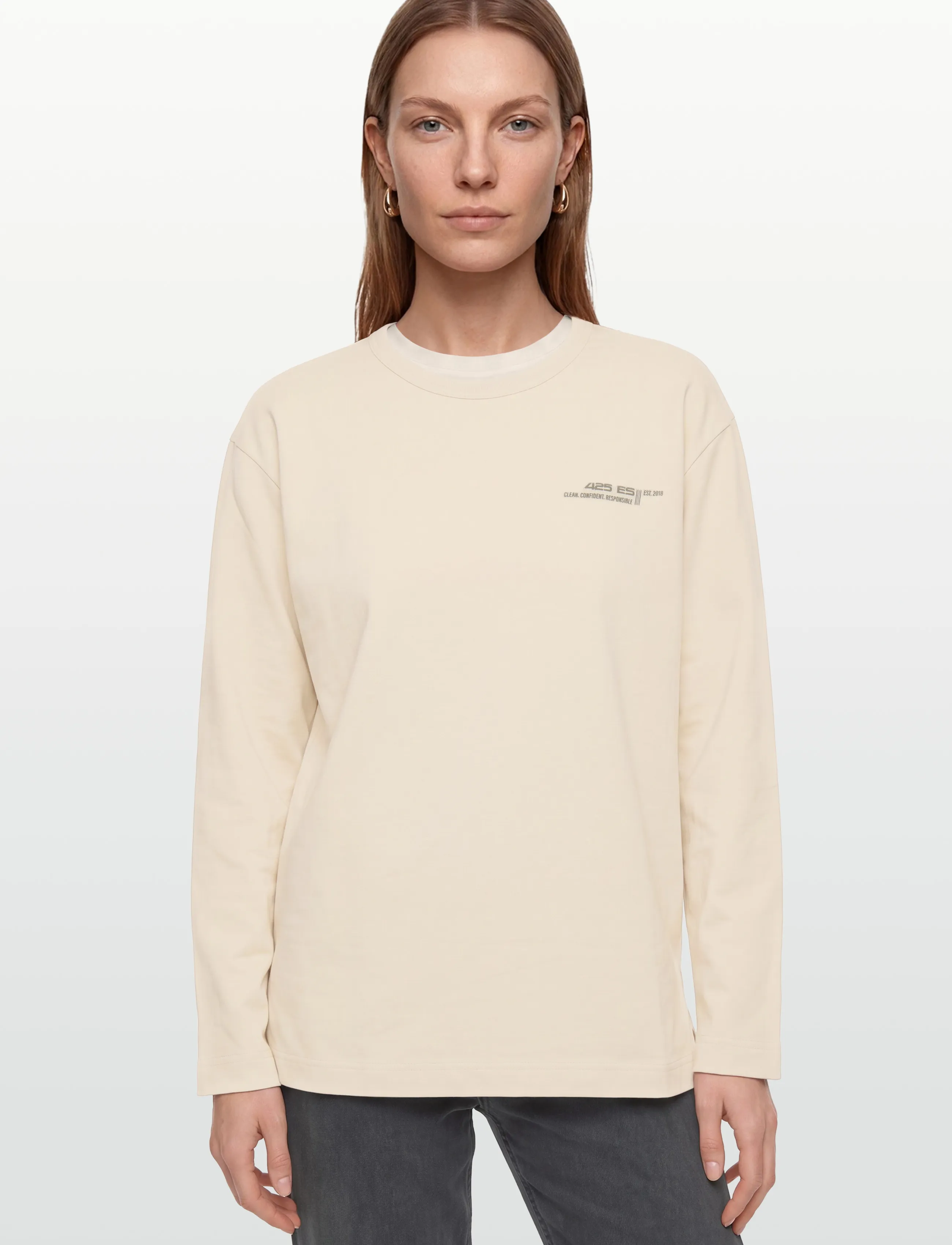 Esme Studios - ESDora LS Boxy T-shirt GOTS - long-sleeved tops - white sand - 3