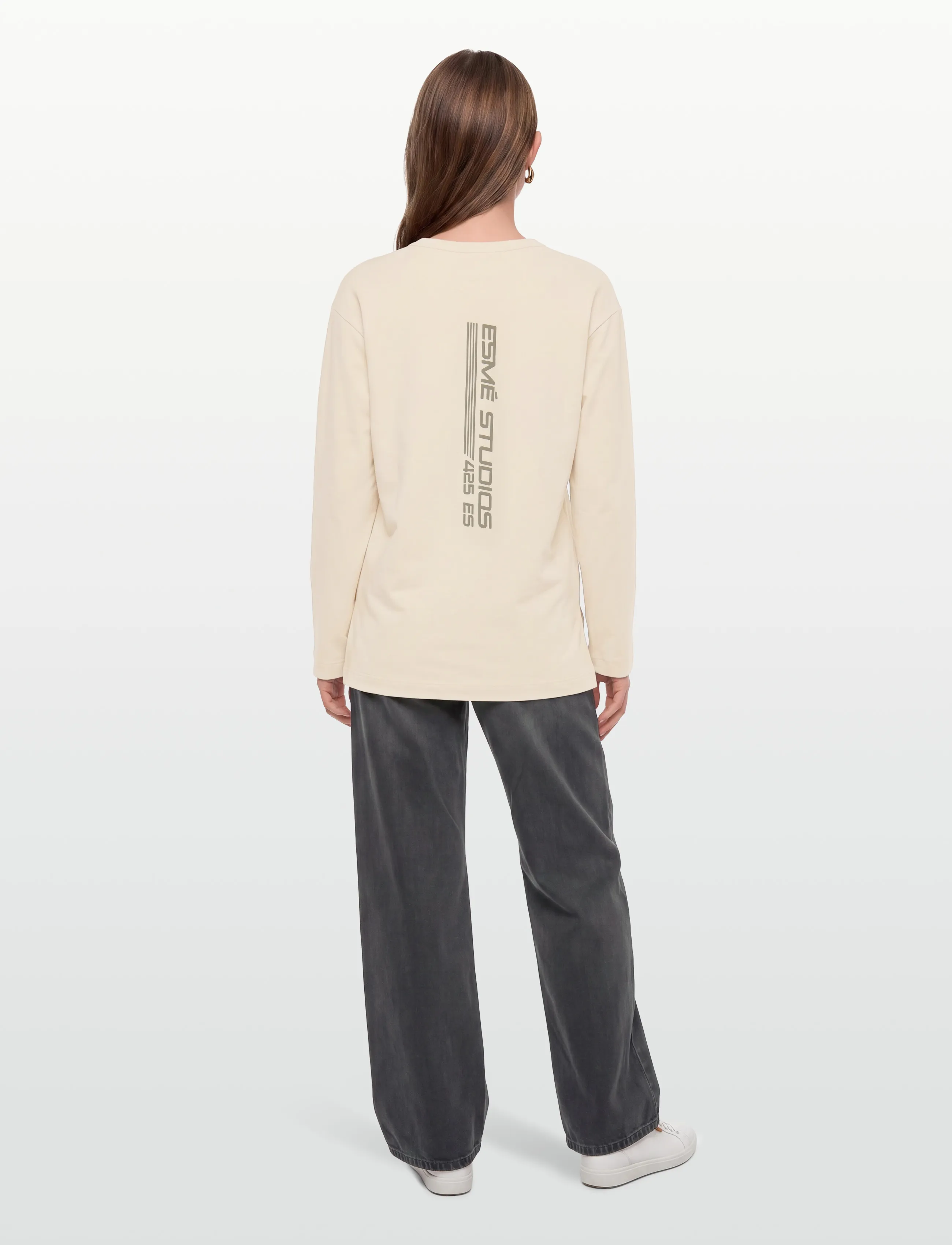 Esme Studios - ESDora LS Boxy T-shirt GOTS - long-sleeved tops - white sand - 4