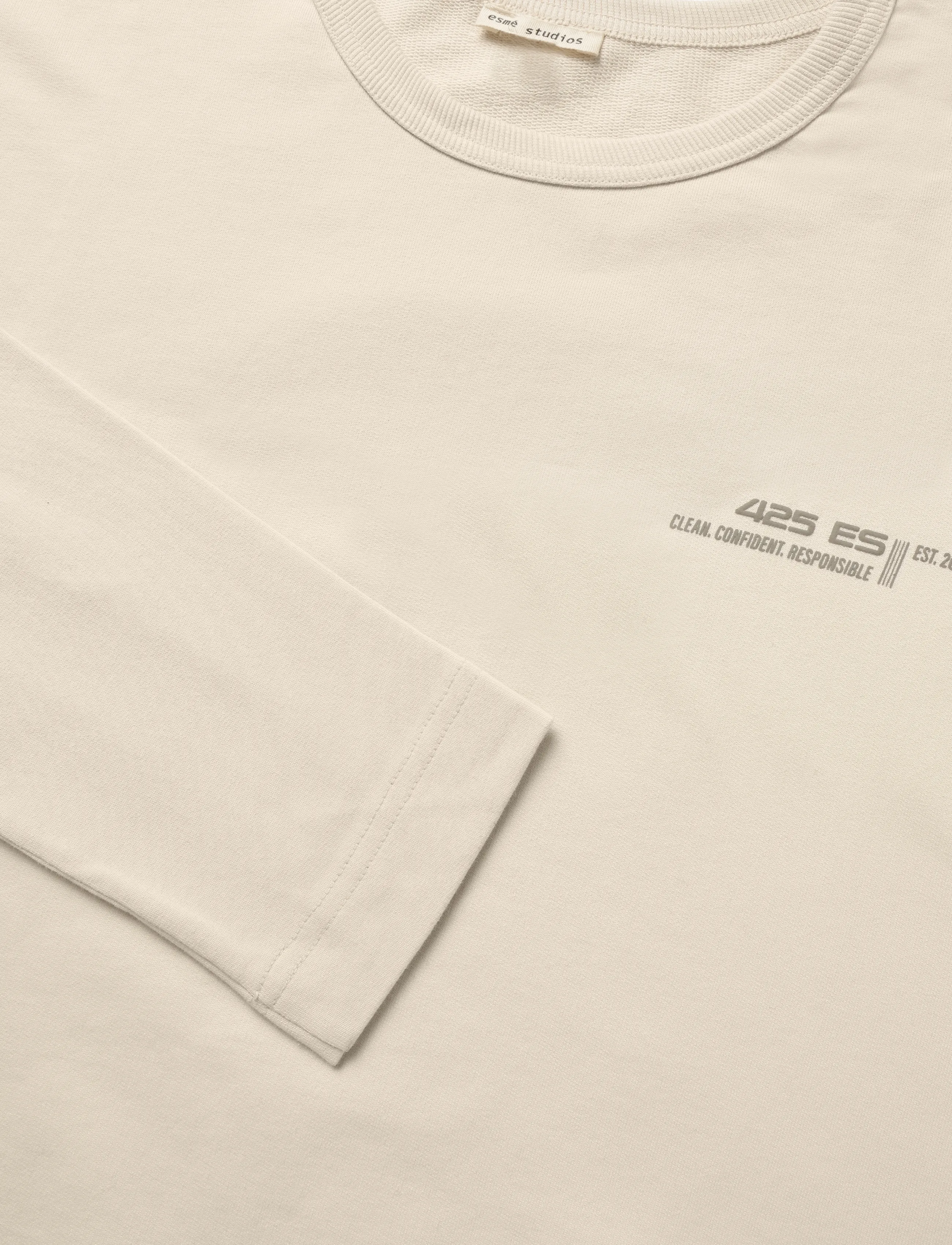 Esme Studios - ESDora LS Boxy T-shirt GOTS - langærmede toppe - white sand - 2