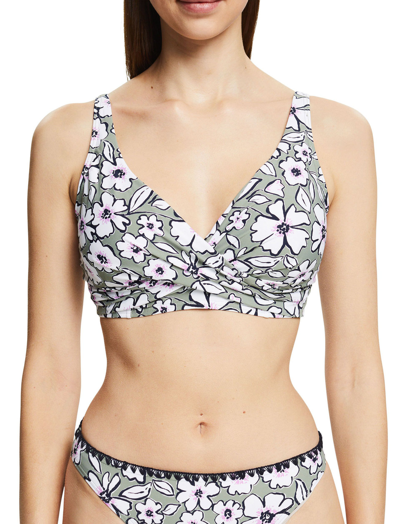 Esprit Bodywear Women - Made of recycled material: larger cup top with a floral - bikinitoppar med bygel - light khaki 3 - 0