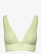 Non-padded, non-wired bra made of patterned lace - LIGHT GREEN