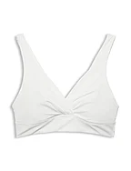 Made of recycled material: non-wired, ribbed-effect bra - OFF WHITE