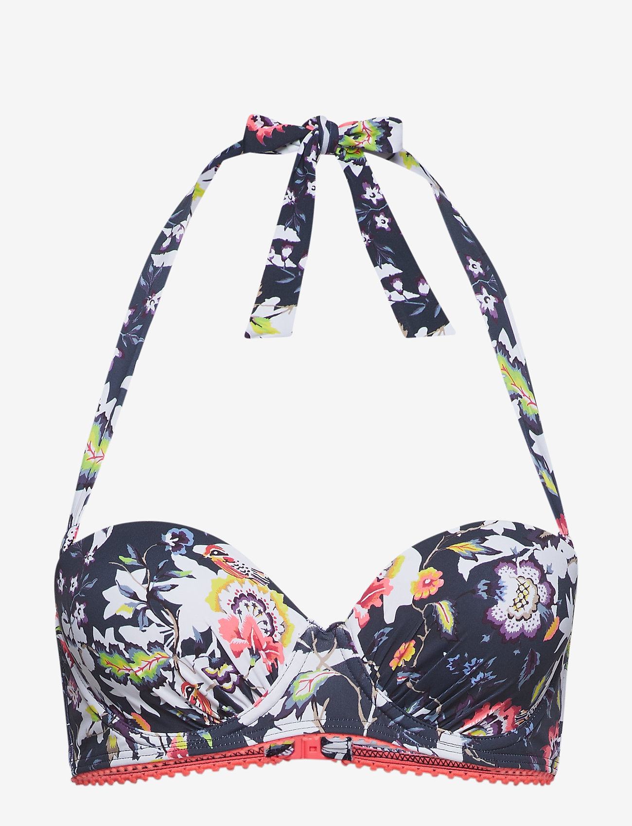 Esprit Bodywear Women - Padded halterneck top with a floral print - bedrade bikinitops - navy - 0