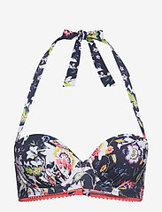 Esprit Bodywear Women - Padded halterneck top with a floral print - bikini augšiņa ar lencēm - navy - 0
